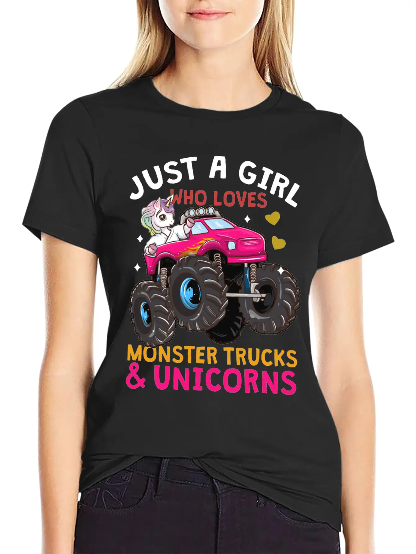 Monster Truck Unicorn Unisex Short Sleeve Soft Cotton T-Shirt – Casual Everyday Wear