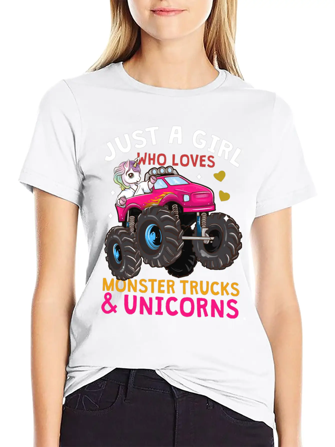 Monster Truck Unicorn Unisex Short Sleeve Soft Cotton T-Shirt – Casual Everyday Wear