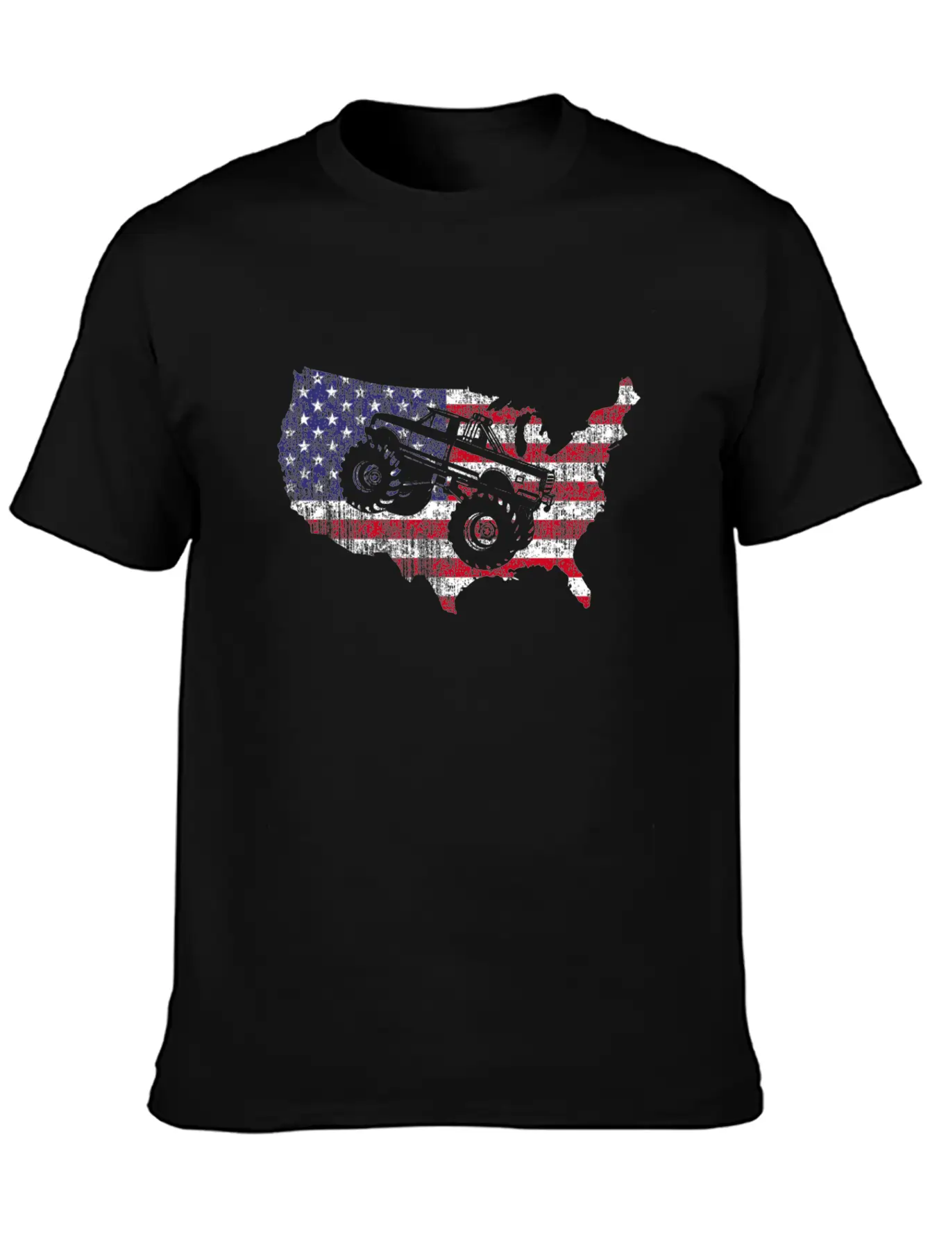 Monster Truck Usa American Flag Racing Crush Gift Stylish Everyday T-Shirt – Unisex Basic Cotton Tee