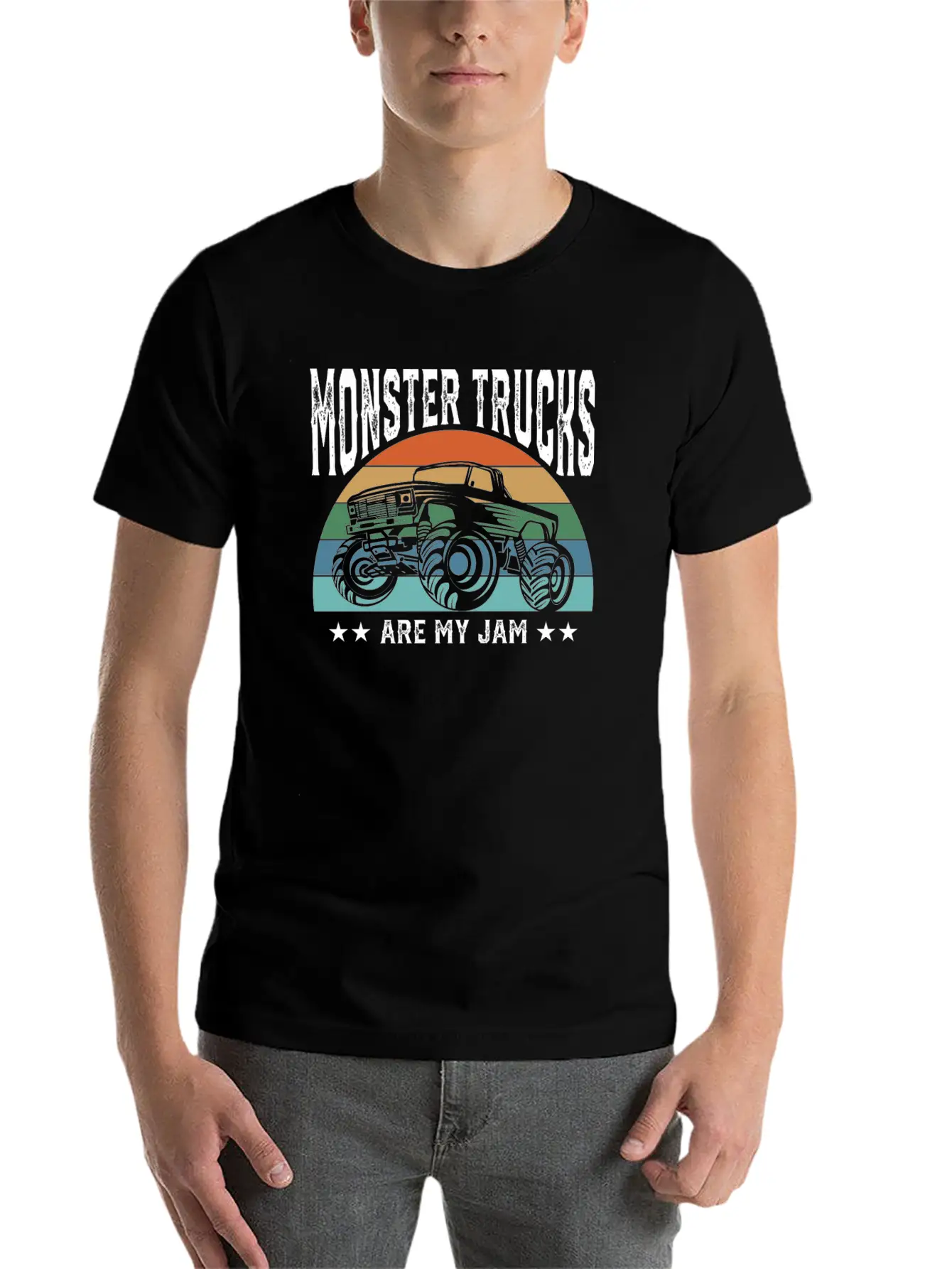 Monster Trucks Are My Jam Offroad Car Lover Unisex Short Sleeve Soft Cotton T-Shirt – Casual Everyday Wear