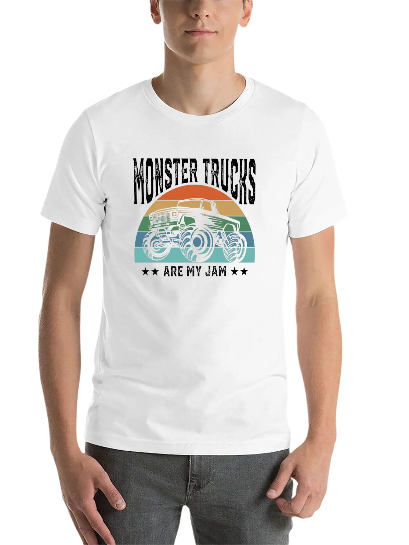 Monster Trucks Are My Jam Offroad Car Lover Unisex Short Sleeve Soft Cotton T-Shirt – Casual Everyday Wear