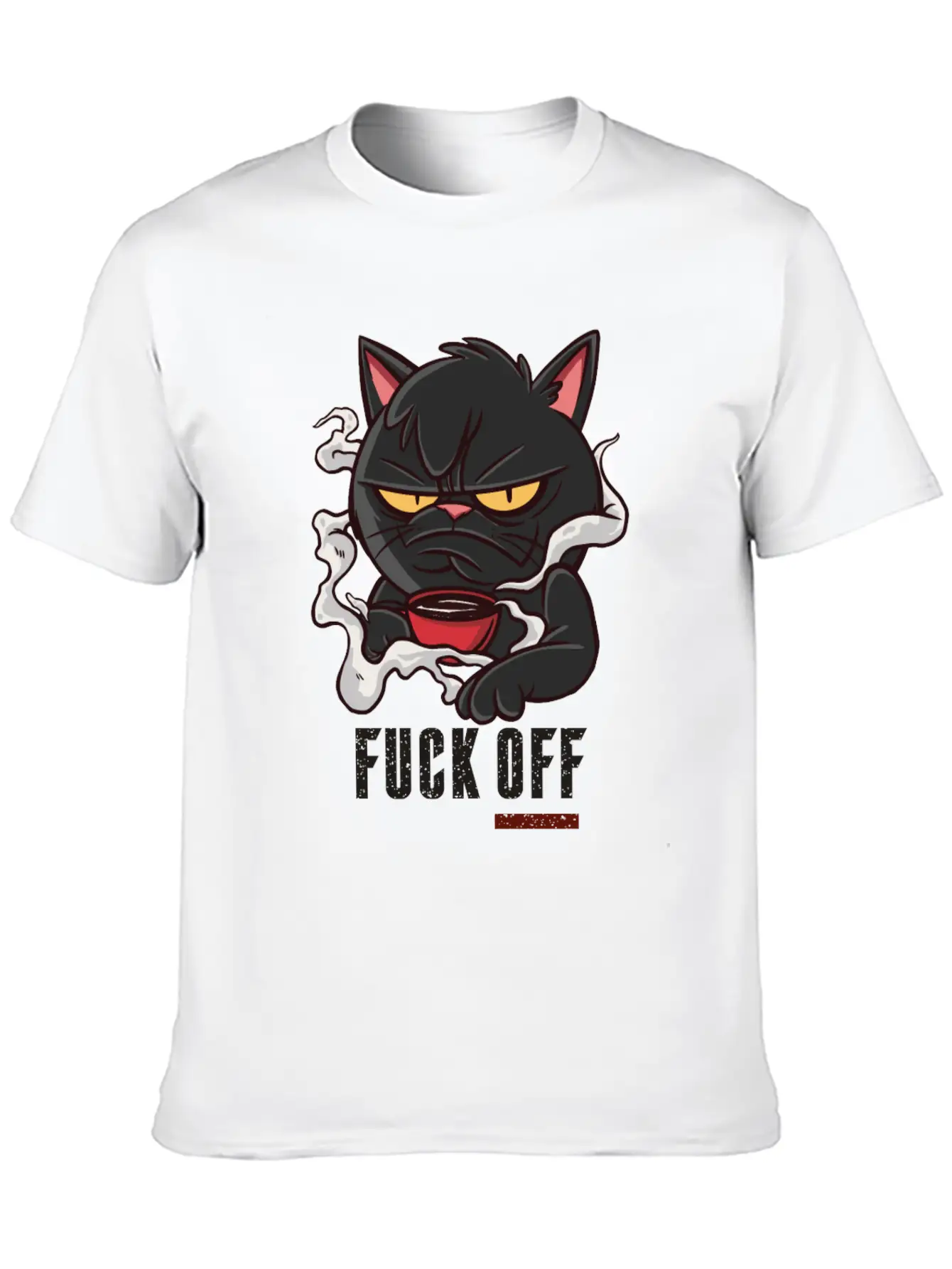 MOODY CAT MORNING COFFEE Unisex Short Sleeve Soft Cotton T-Shirt – Casual Everyday Wear