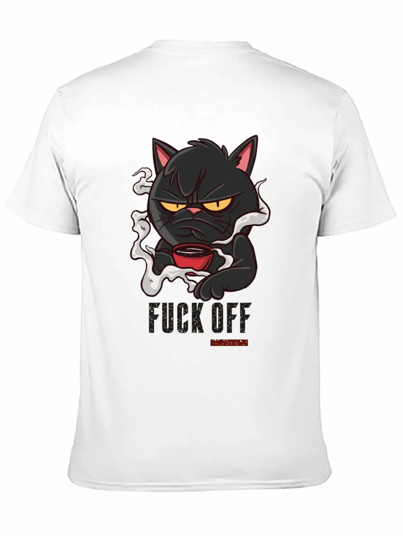 MOODY CAT MORNING COFFEE Unisex Short Sleeve Soft Cotton T-Shirt – Casual Everyday Wear