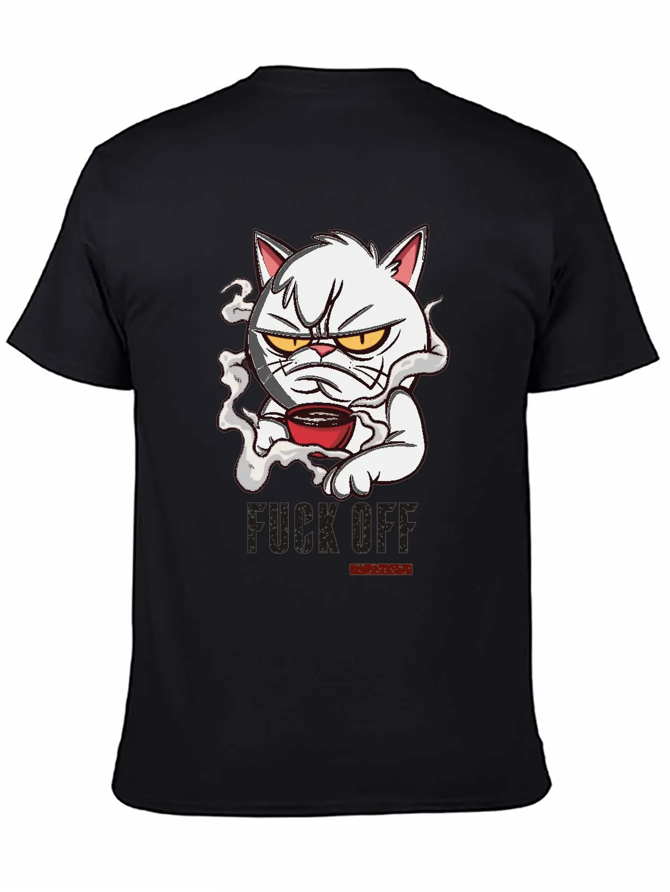 MOODY CAT MORNING COFFEE Unisex Short Sleeve Soft Cotton T-Shirt – Casual Everyday Wear