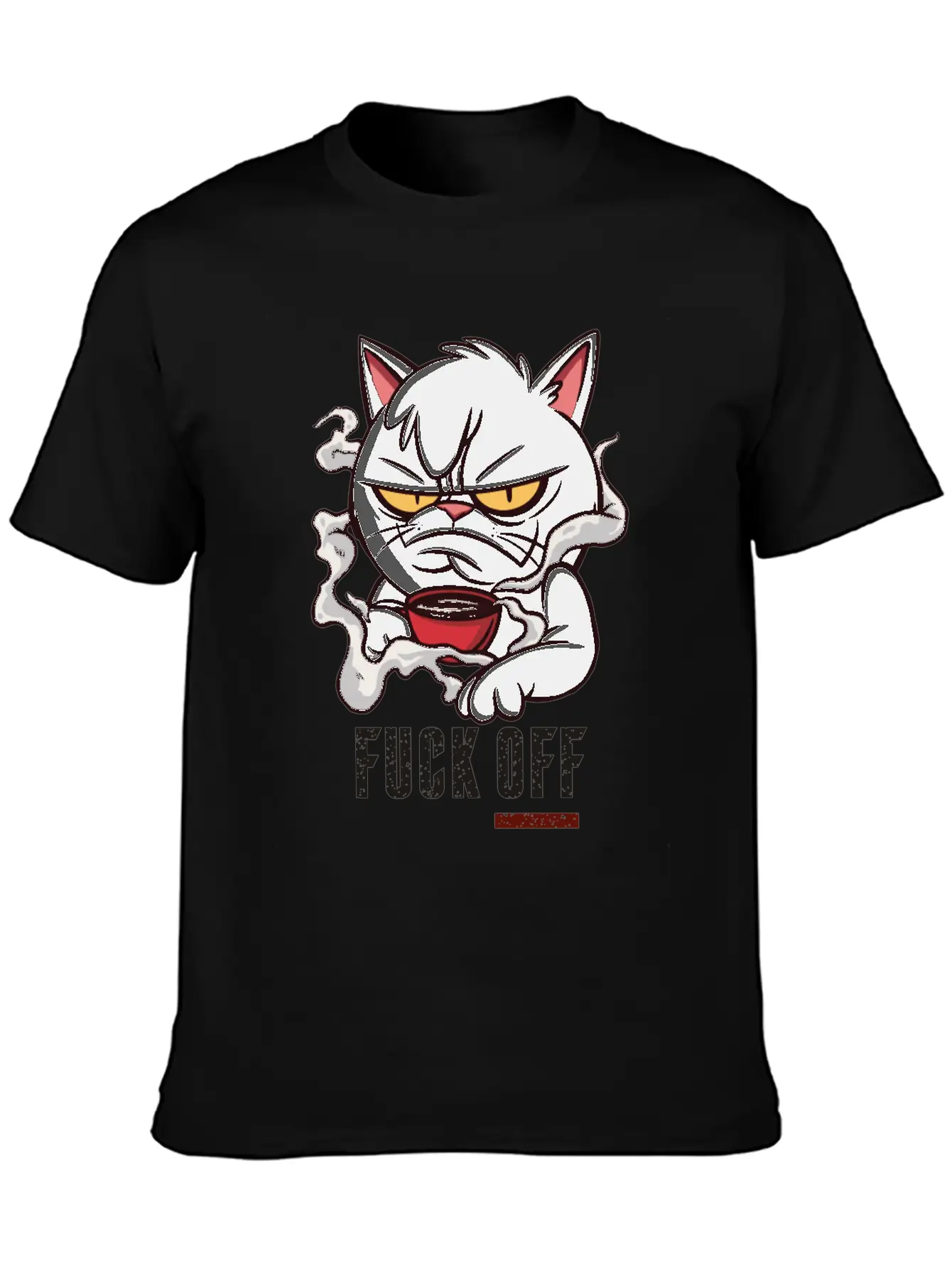 MOODY CAT MORNING COFFEE Unisex Short Sleeve Soft Cotton T-Shirt – Casual Everyday Wear