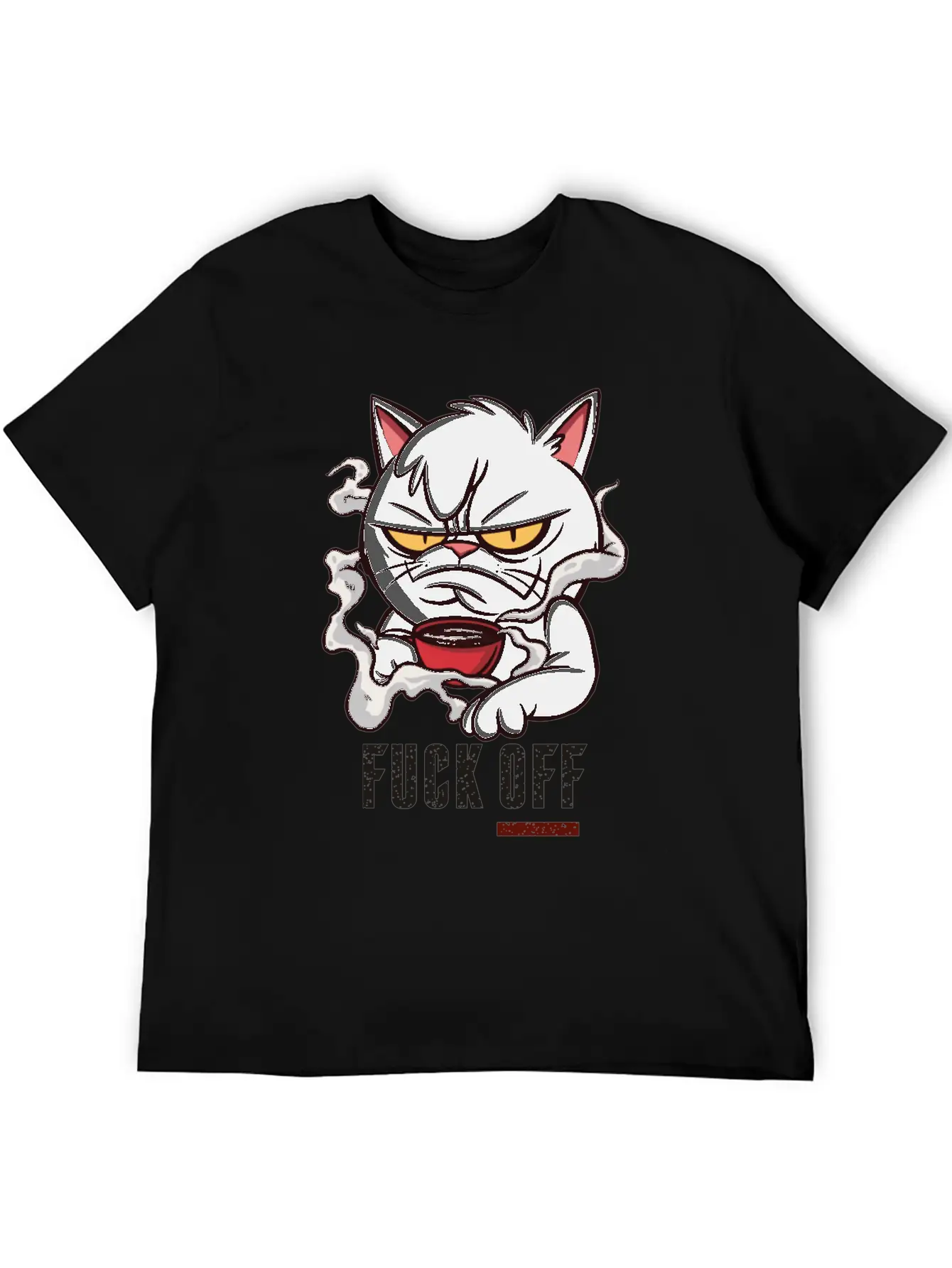 MOODY CAT MORNING COFFEE Unisex Short Sleeve Soft Cotton T-Shirt – Casual Everyday Wear