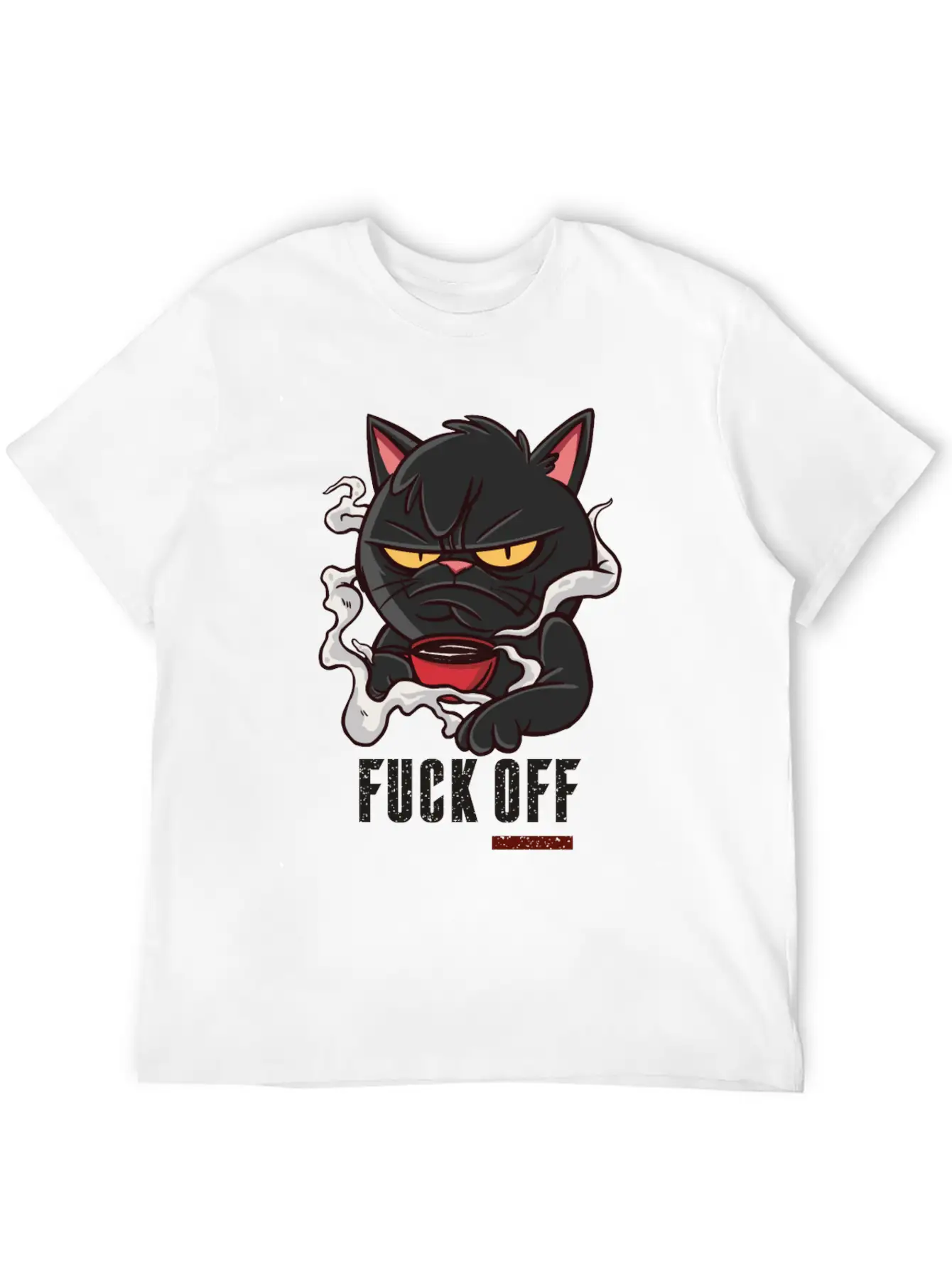 MOODY CAT MORNING COFFEE Unisex Short Sleeve Soft Cotton T-Shirt – Casual Everyday Wear