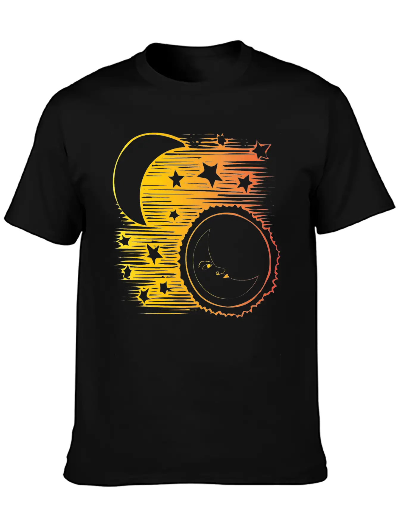 Moon And Sun Face Comfortable Minimalist Graphic Tee – Summer Style Essential