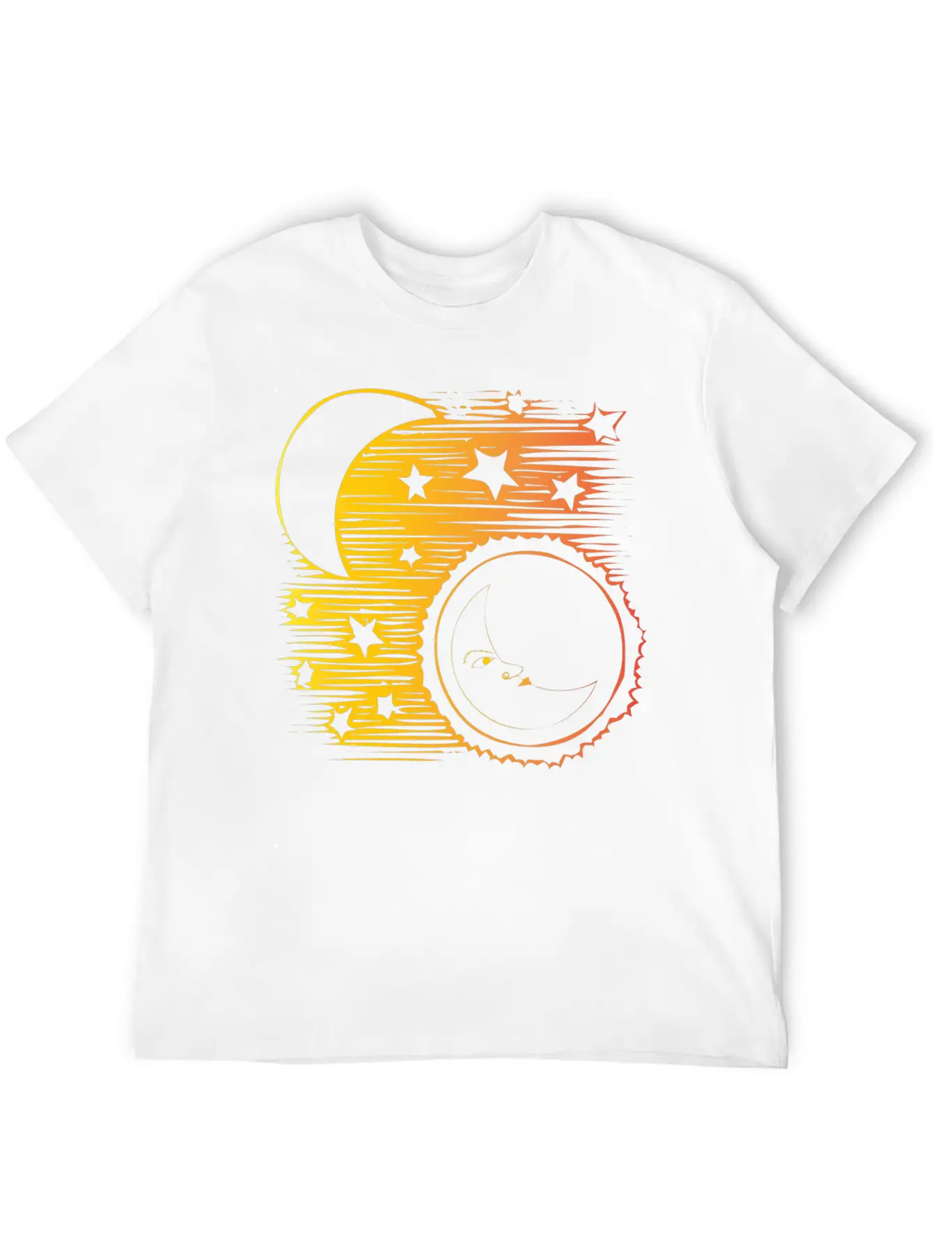 Moon And Sun Face Comfortable Minimalist Graphic Tee – Summer Style Essential