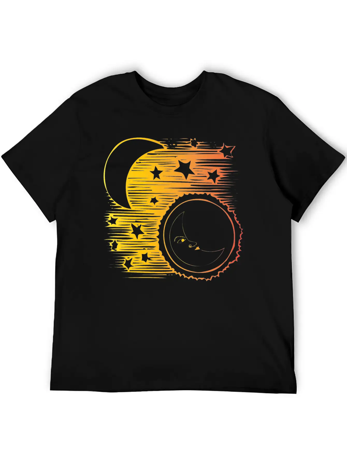 Moon And Sun Face Comfortable Minimalist Graphic Tee – Summer Style Essential