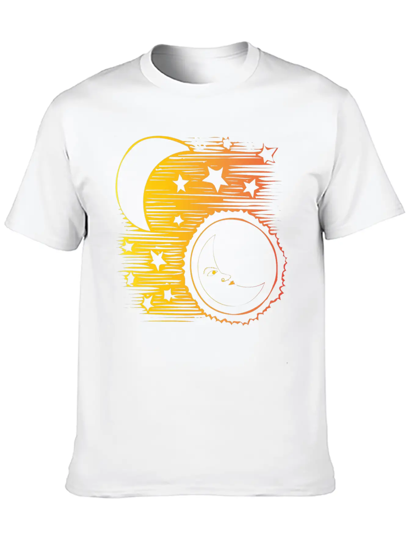 Moon And Sun Face Comfortable Minimalist Graphic Tee – Summer Style Essential