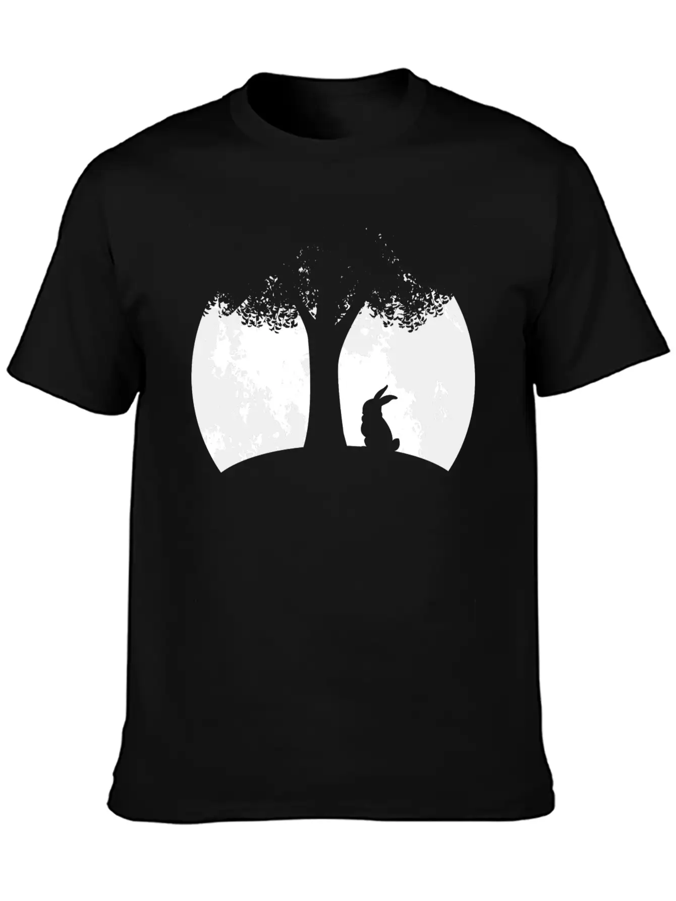 Moon Night Design For Rabbit Lovers Essential Unisex Summer Tee – Soft Cotton Casual Fit