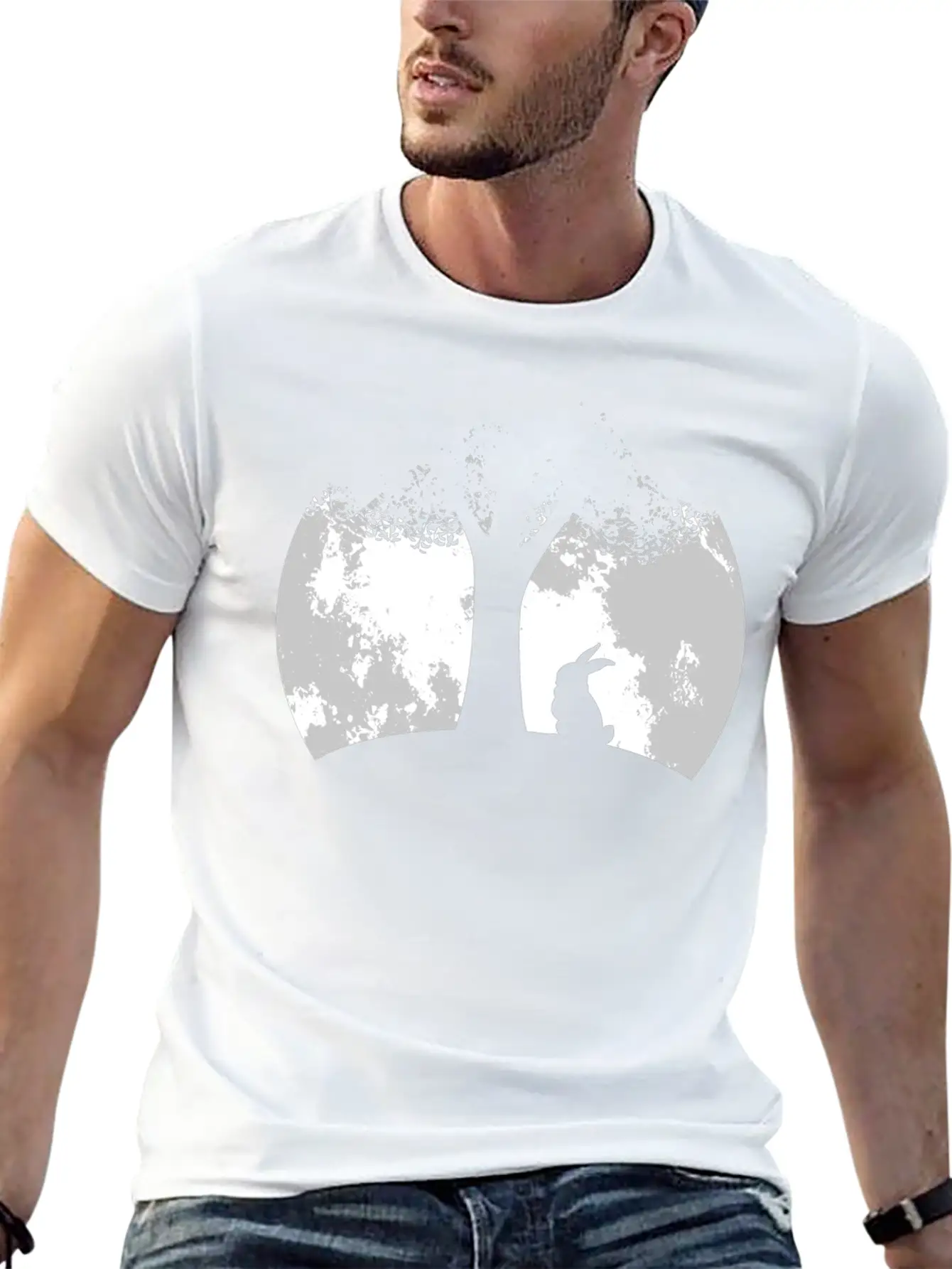 Moon Night Design For Rabbit Lovers Essential Unisex Summer Tee – Soft Cotton Casual Fit