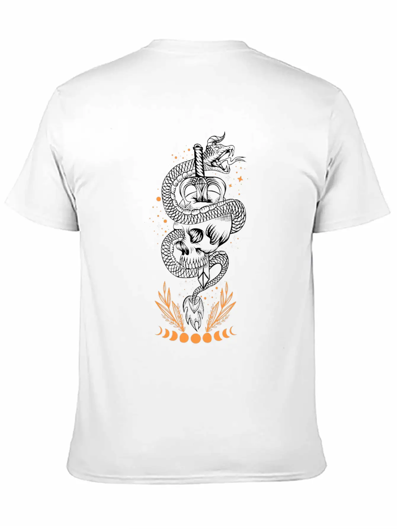 Moon Phases Snake Skull Sword Occult Essential Unisex Summer Tee – Soft Cotton Casual Fit