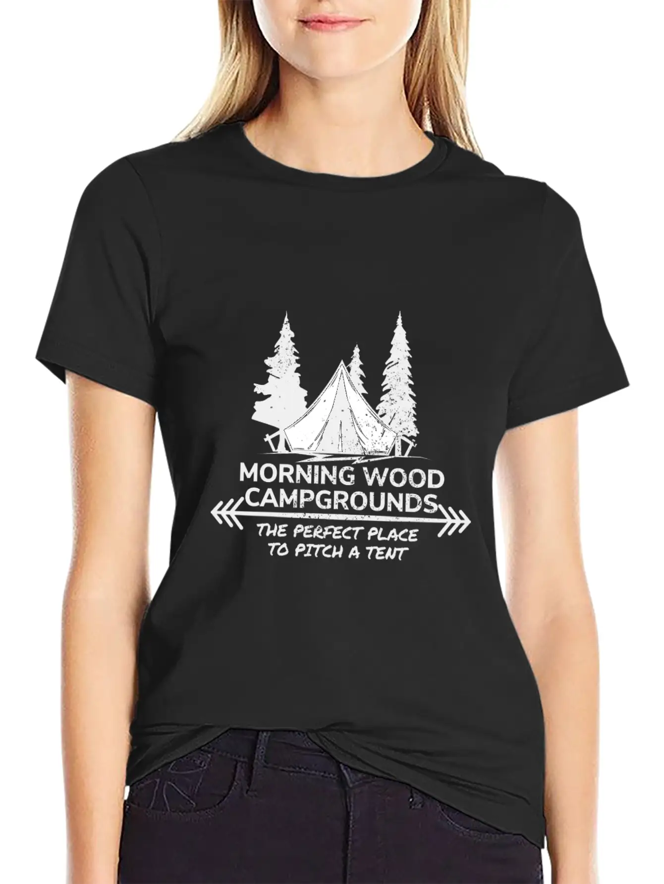 Morning Wood Campground Is Pefect To Pitch A Tent Timeless Short Sleeve Tee – Comfy And Minimalist Design