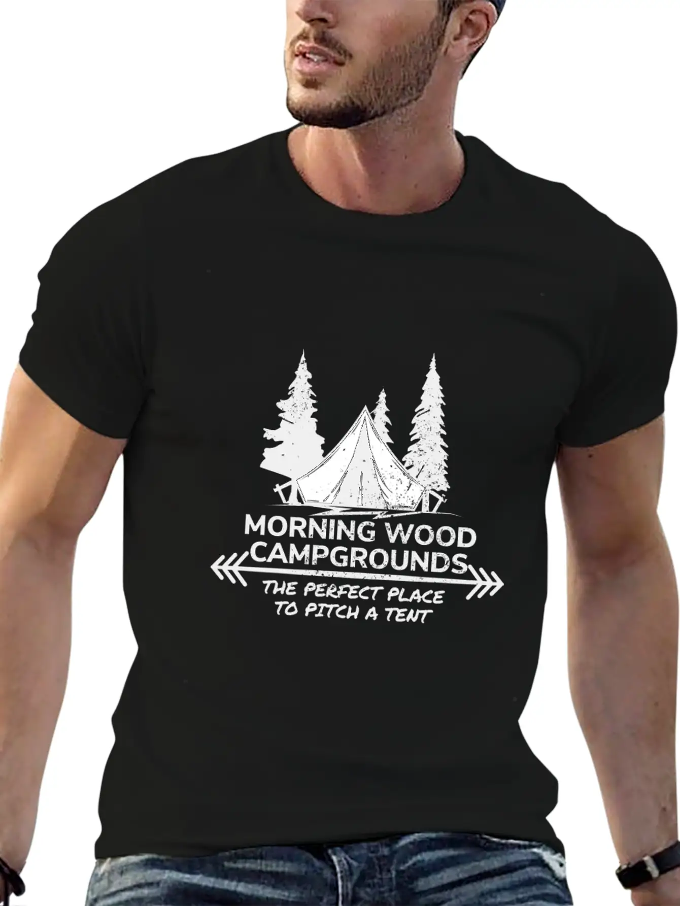 Morning Wood Campground Is Pefect To Pitch A Tent Timeless Short Sleeve Tee – Comfy And Minimalist Design
