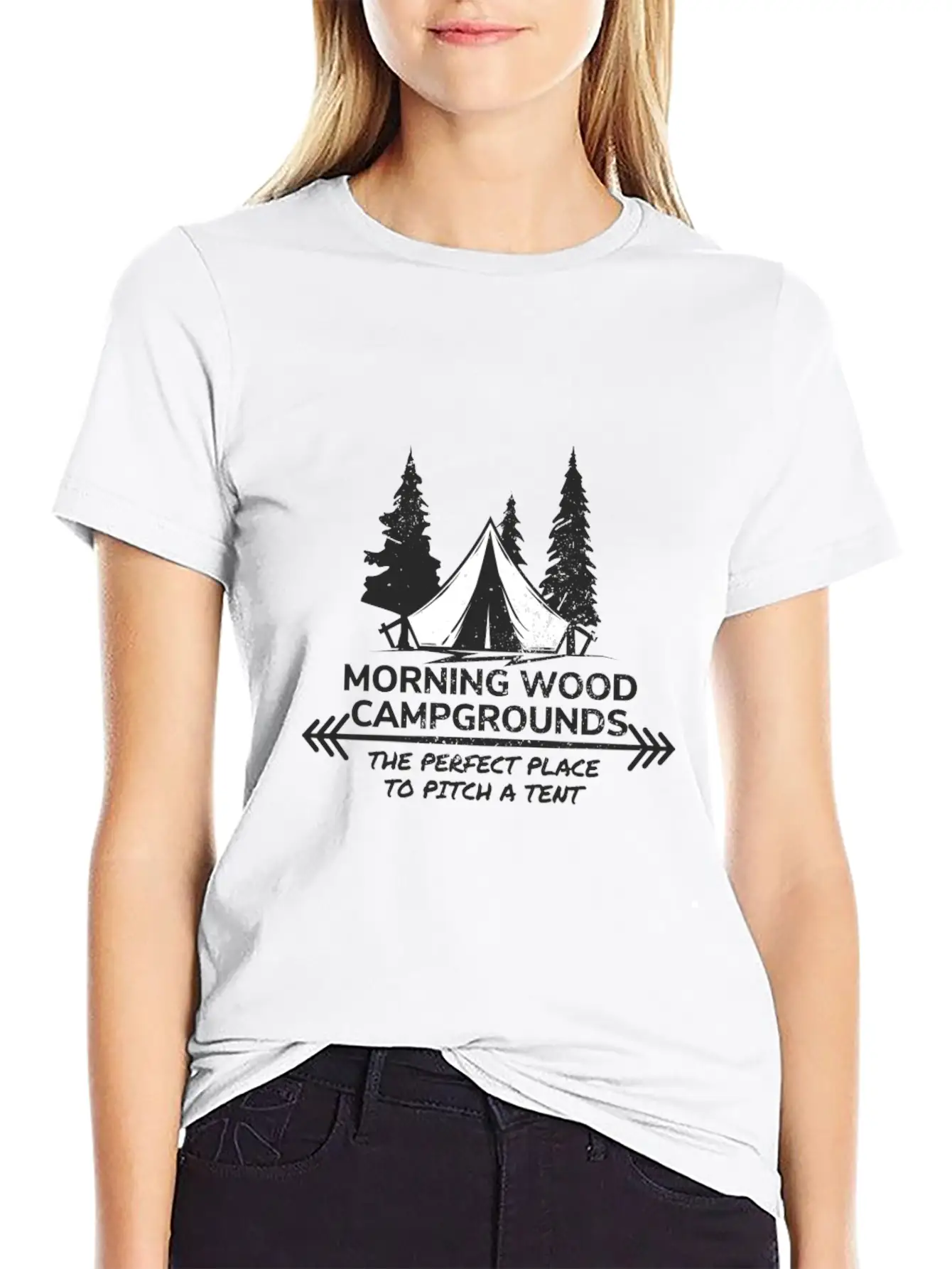 Morning Wood Campground Is Pefect To Pitch A Tent Timeless Short Sleeve Tee – Comfy And Minimalist Design