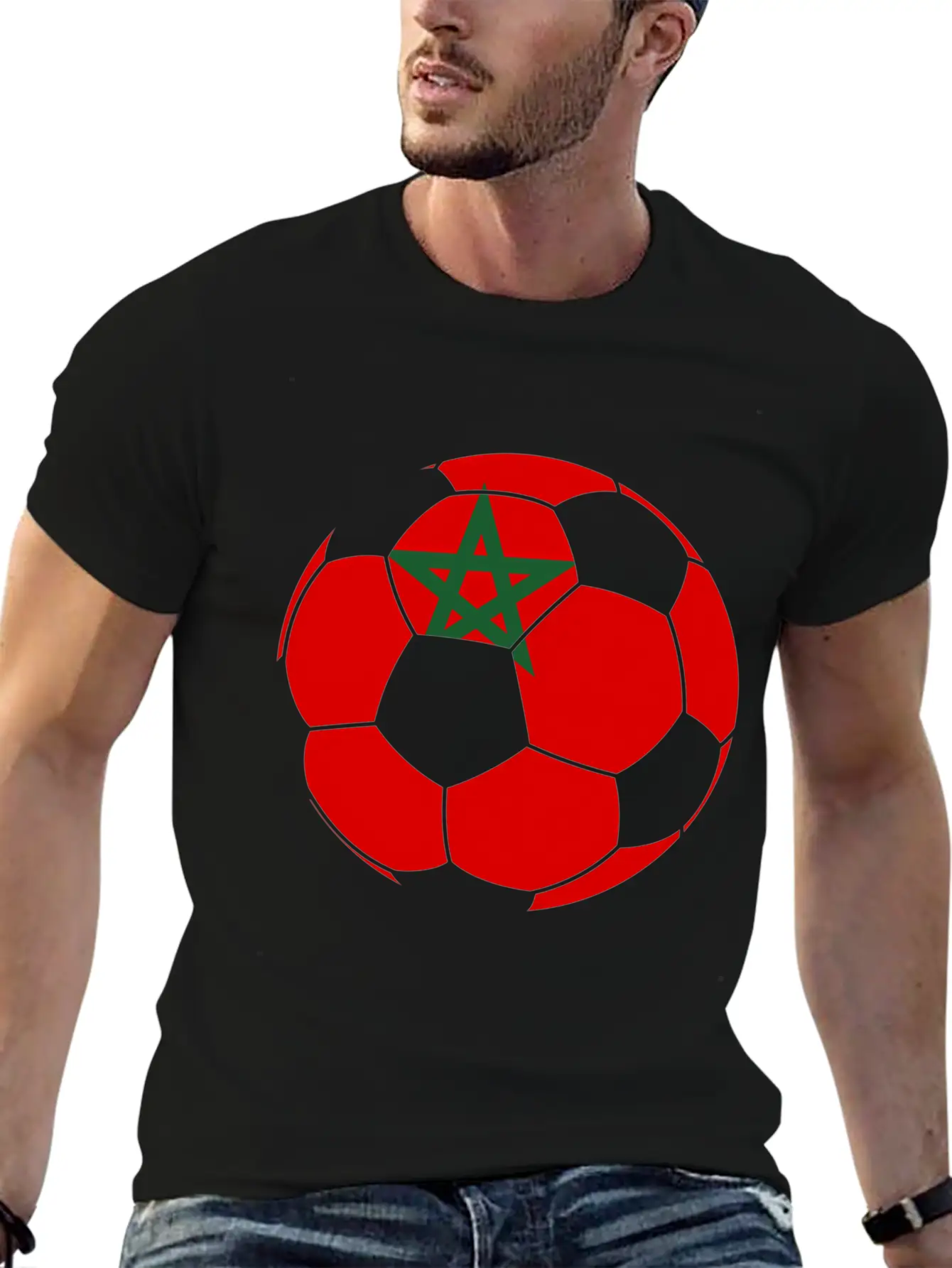 Morocco Flag Moroccan Soccer Supporter For Stylish Everyday T-Shirt – Unisex Basic Cotton Tee