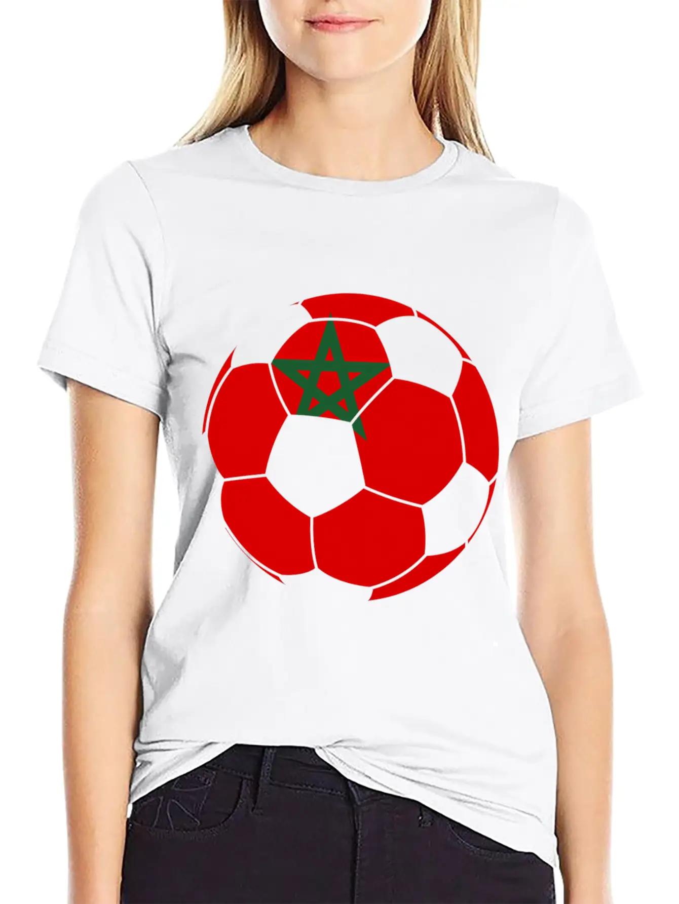 Morocco Flag Moroccan Soccer Supporter For Stylish Everyday T-Shirt – Unisex Basic Cotton Tee