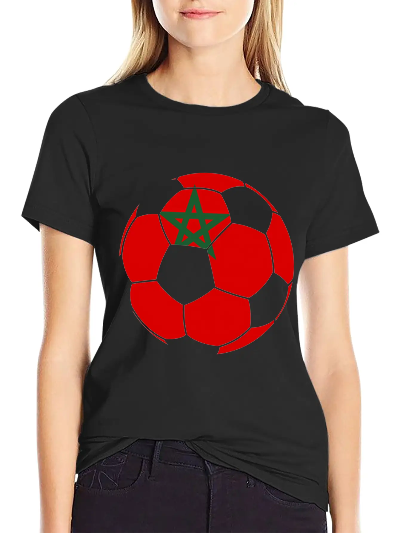 Morocco Flag Moroccan Soccer Supporter For Stylish Everyday T-Shirt – Unisex Basic Cotton Tee