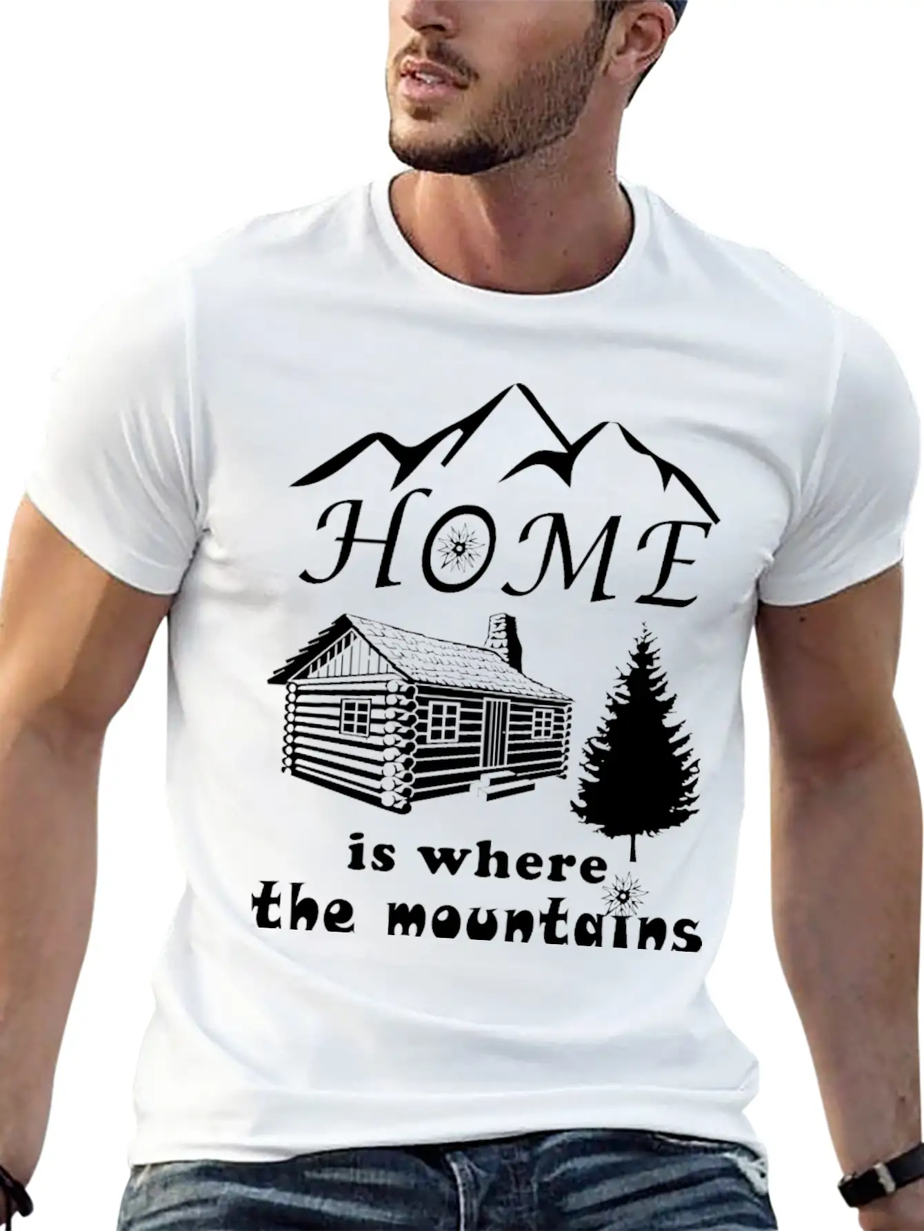 Mountain Gif Home Is Where The Mountains Are Unisex Casual T-Shirt – Clean Design For Daily Comfort