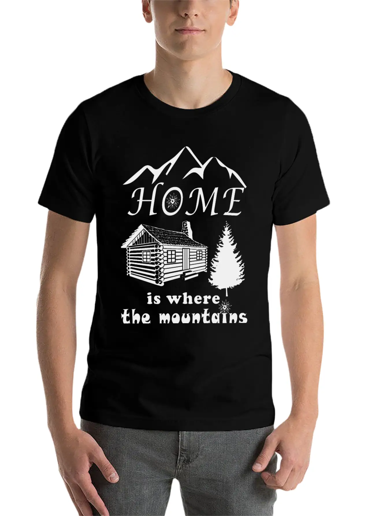Mountain Gif Home Is Where The Mountains Are Unisex Casual T-Shirt – Clean Design For Daily Comfort