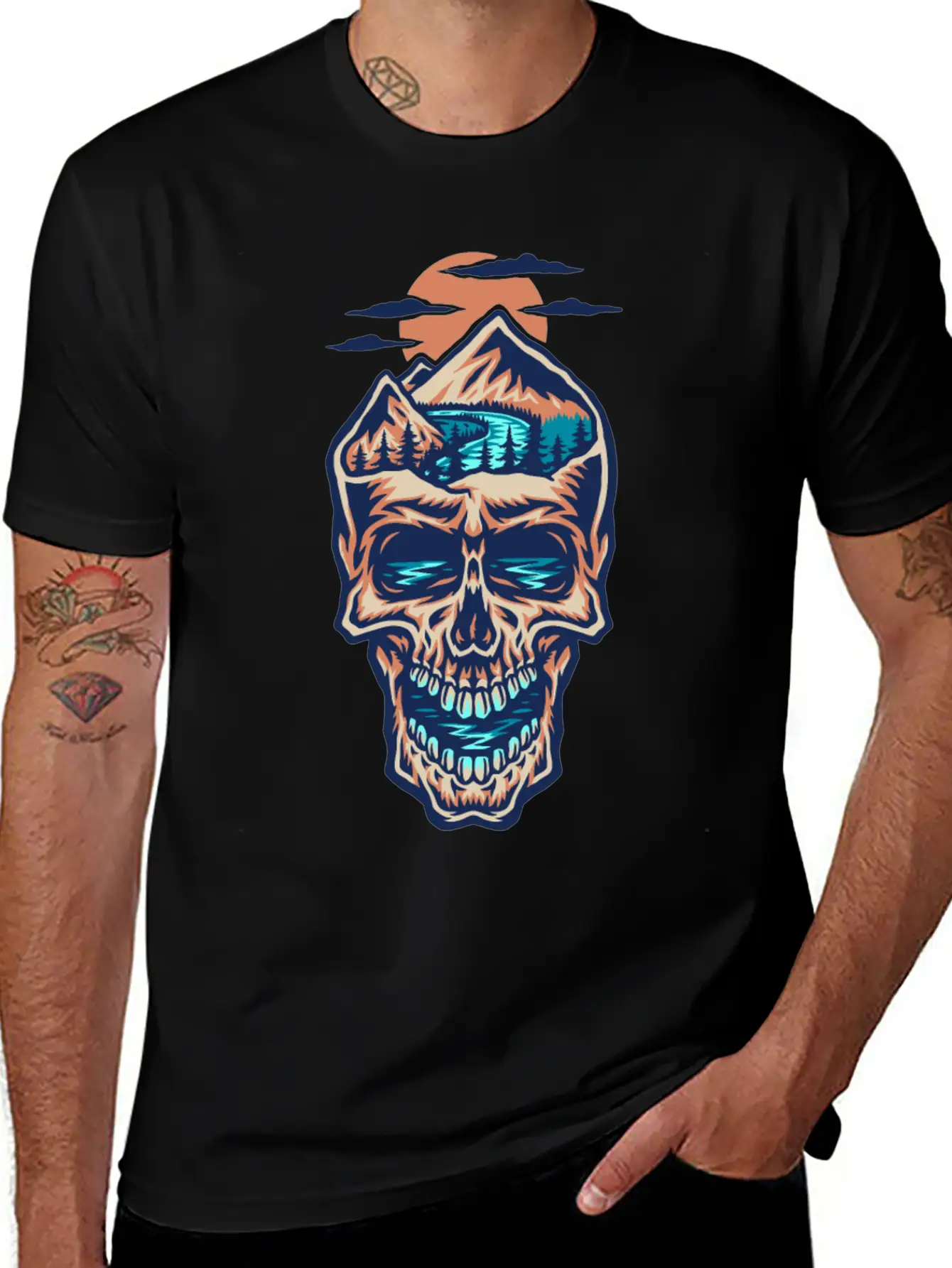 Mountain Head Skull Basic Graphic T-Shirt – Daily Comfort In Soft Cotton