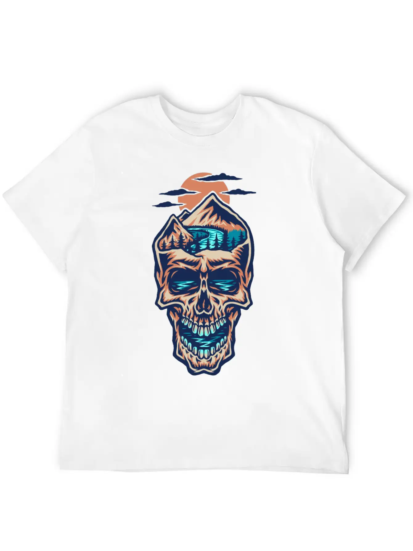 Mountain Head Skull Basic Graphic T-Shirt – Daily Comfort In Soft Cotton