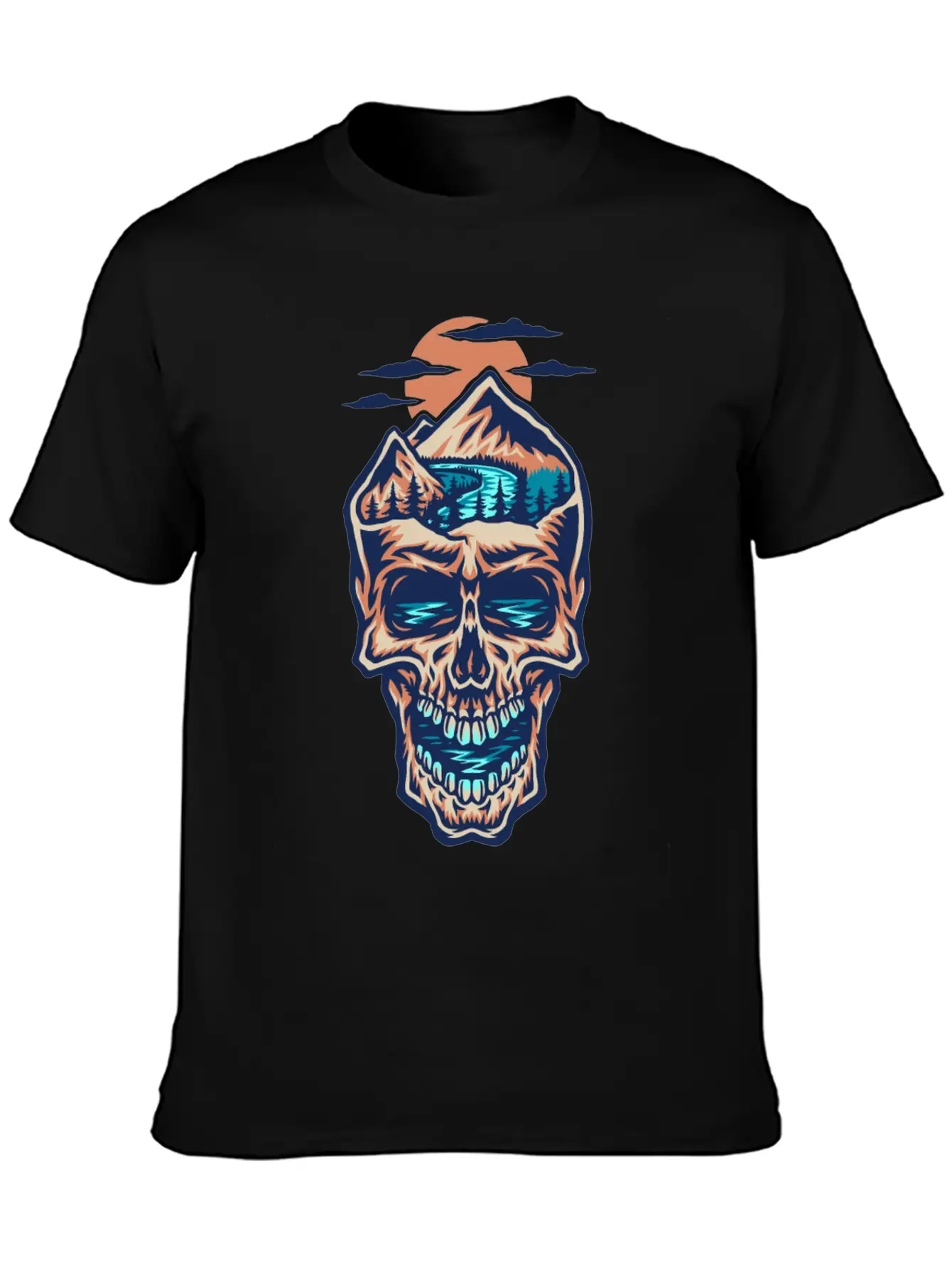 Mountain Head Skull Basic Graphic T-Shirt – Daily Comfort In Soft Cotton