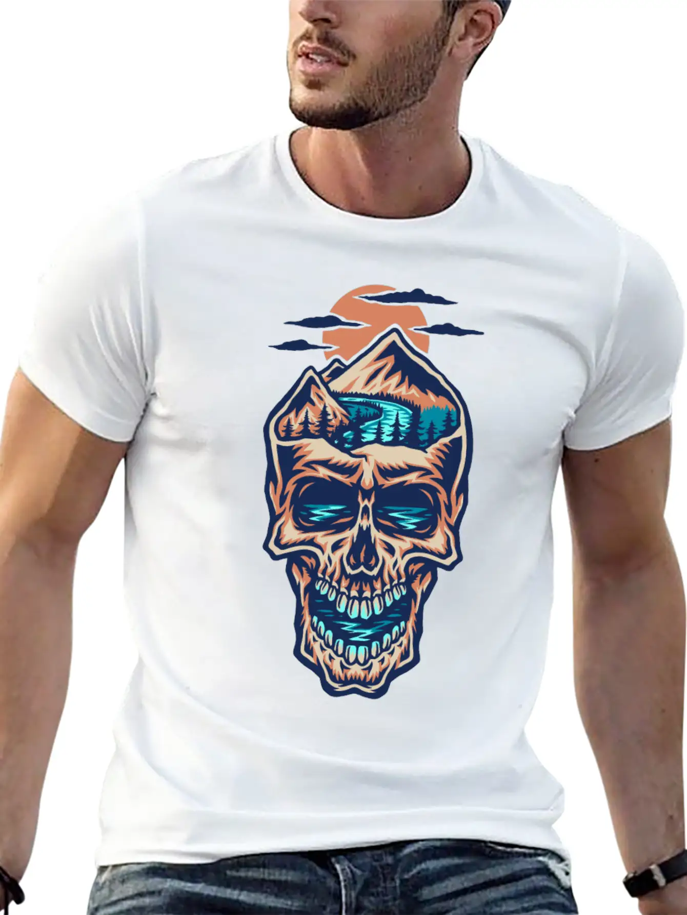 Mountain Head Skull Basic Graphic T-Shirt – Daily Comfort In Soft Cotton