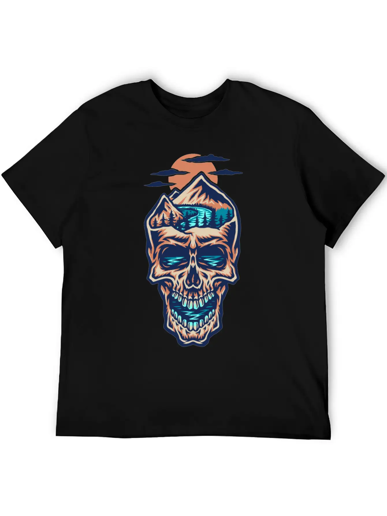 Mountain Head Skull Basic Graphic T-Shirt – Daily Comfort In Soft Cotton