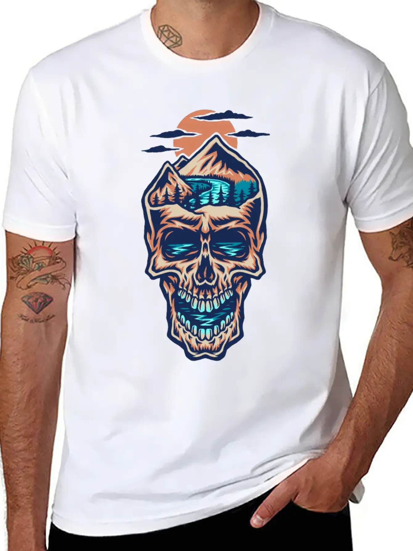Mountain Head Skull Basic Graphic T-Shirt – Daily Comfort In Soft Cotton
