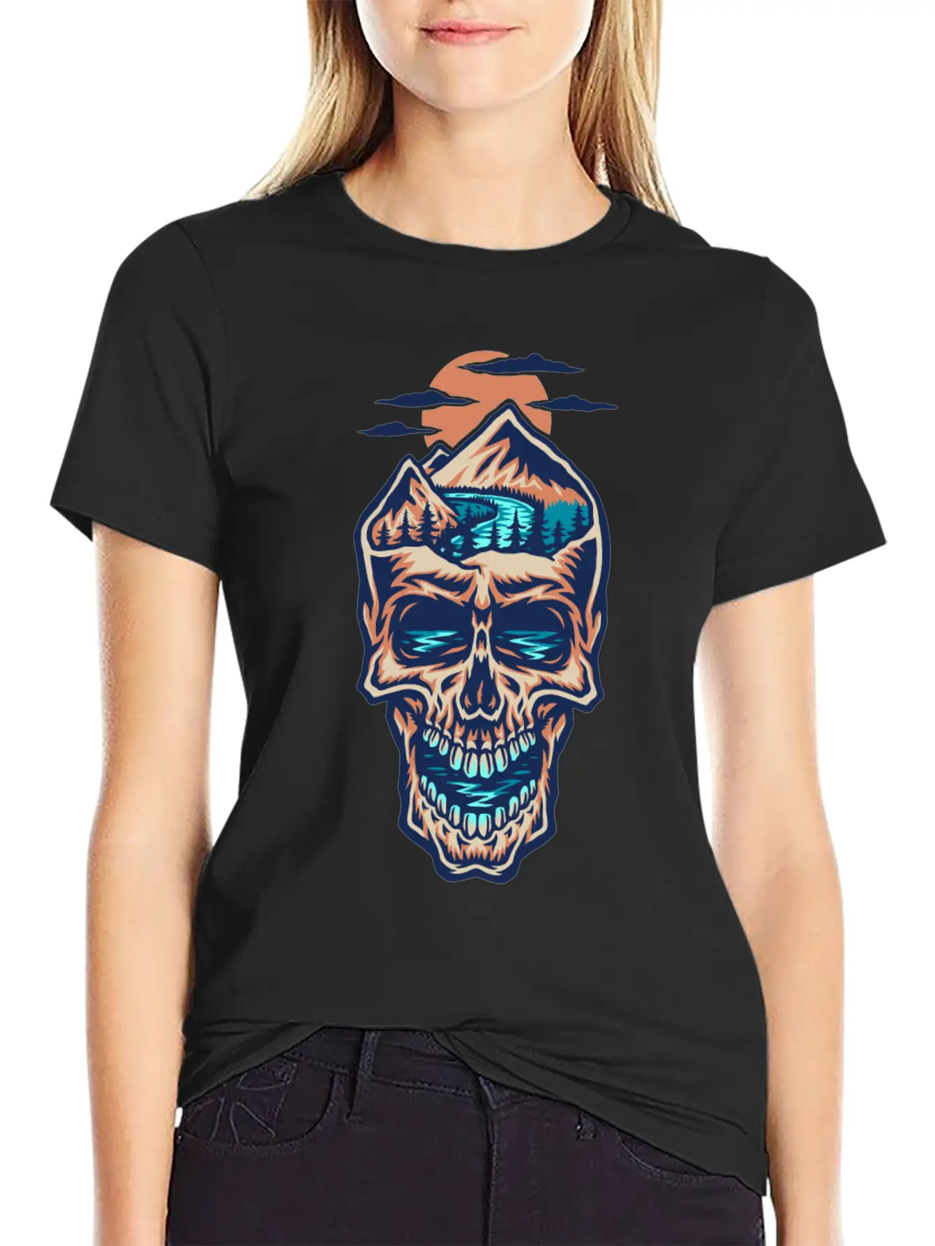 Mountain Head Skull Basic Graphic T-Shirt – Daily Comfort In Soft Cotton