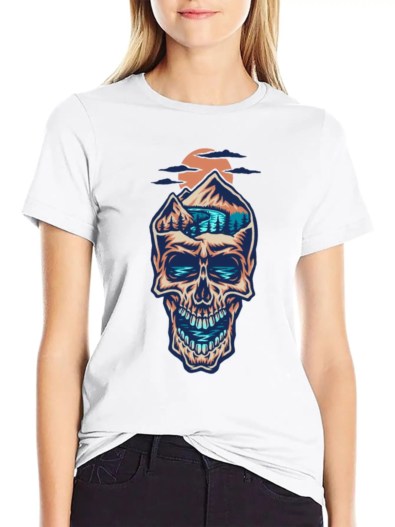 Mountain Head Skull Basic Graphic T-Shirt – Daily Comfort In Soft Cotton