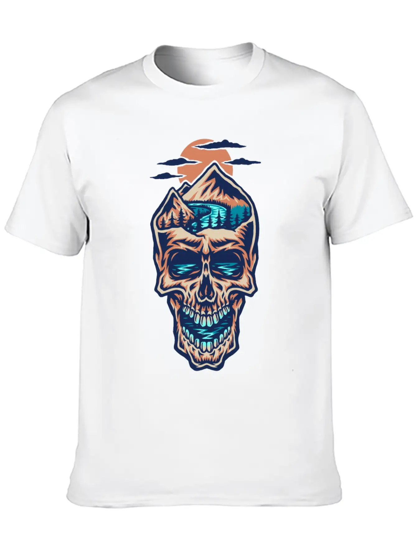 Mountain Head Skull Basic Graphic T-Shirt – Daily Comfort In Soft Cotton