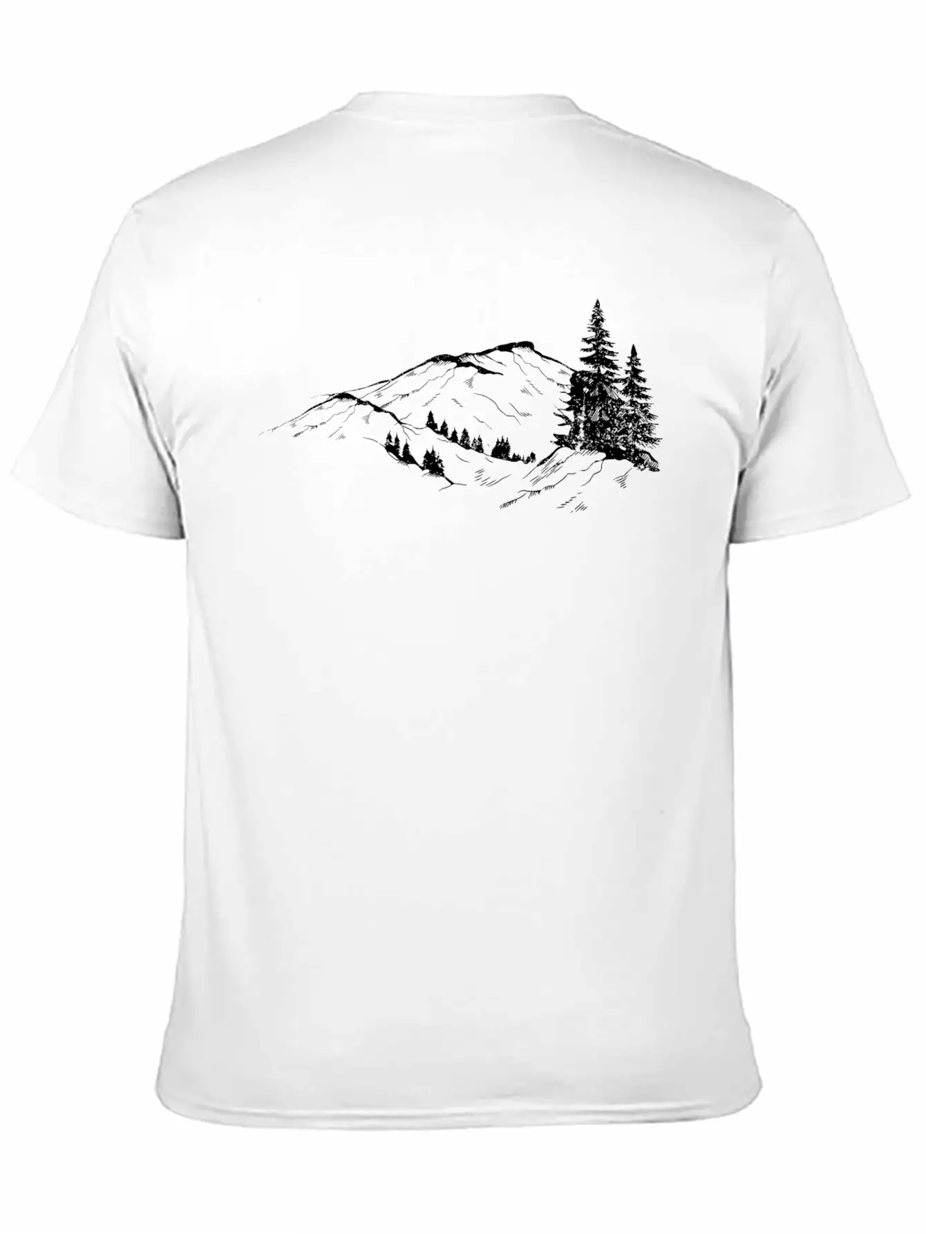 Mountain Sketch Unisex Short Sleeve Soft Cotton T-Shirt – Casual Everyday Wear