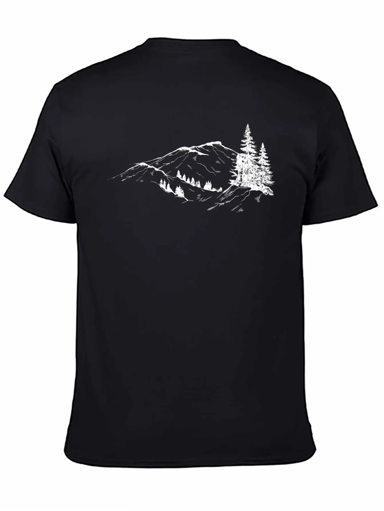 Mountain Sketch Unisex Short Sleeve Soft Cotton T-Shirt – Casual Everyday Wear
