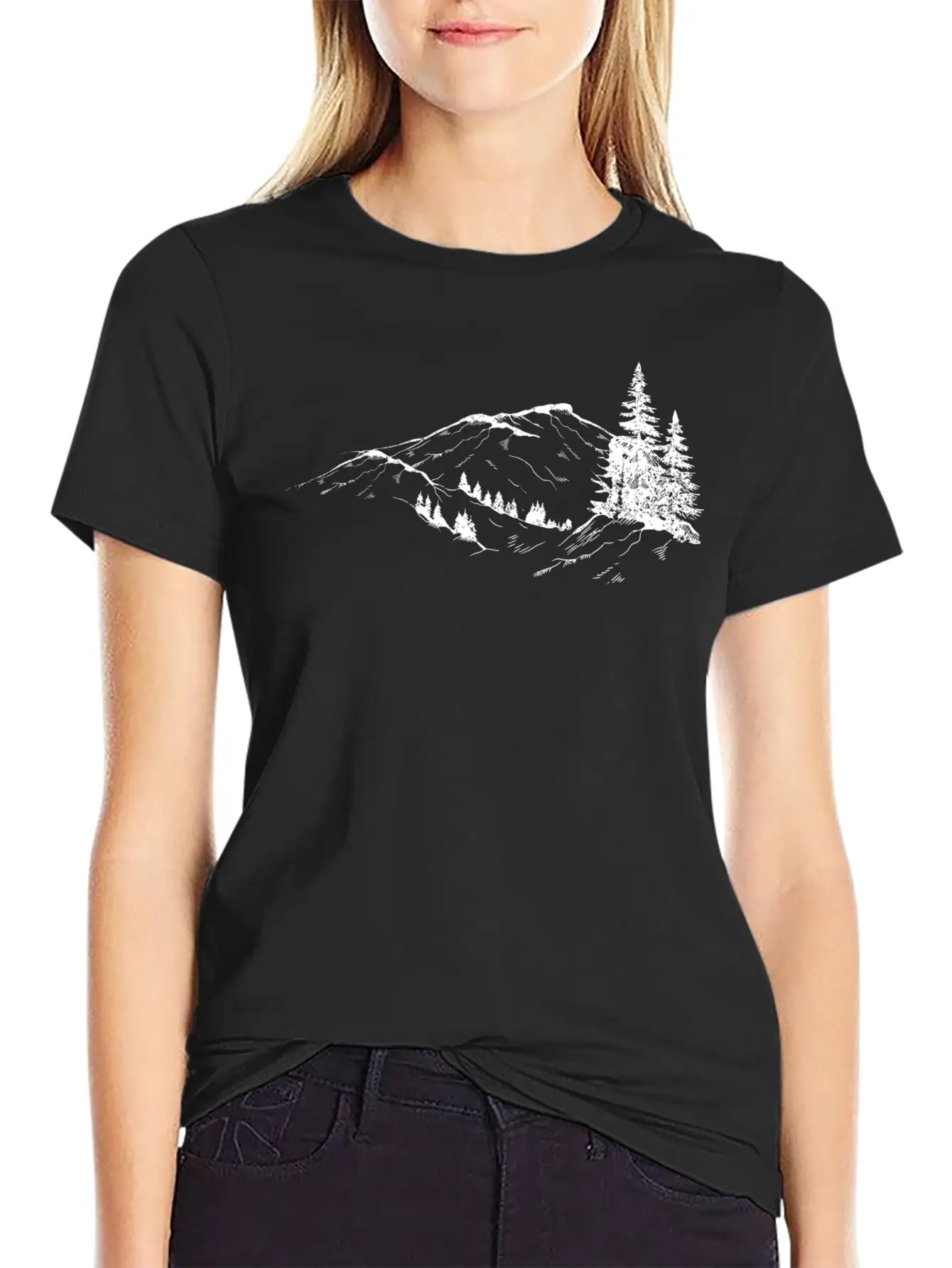 Mountain Sketch Unisex Short Sleeve Soft Cotton T-Shirt – Casual Everyday Wear