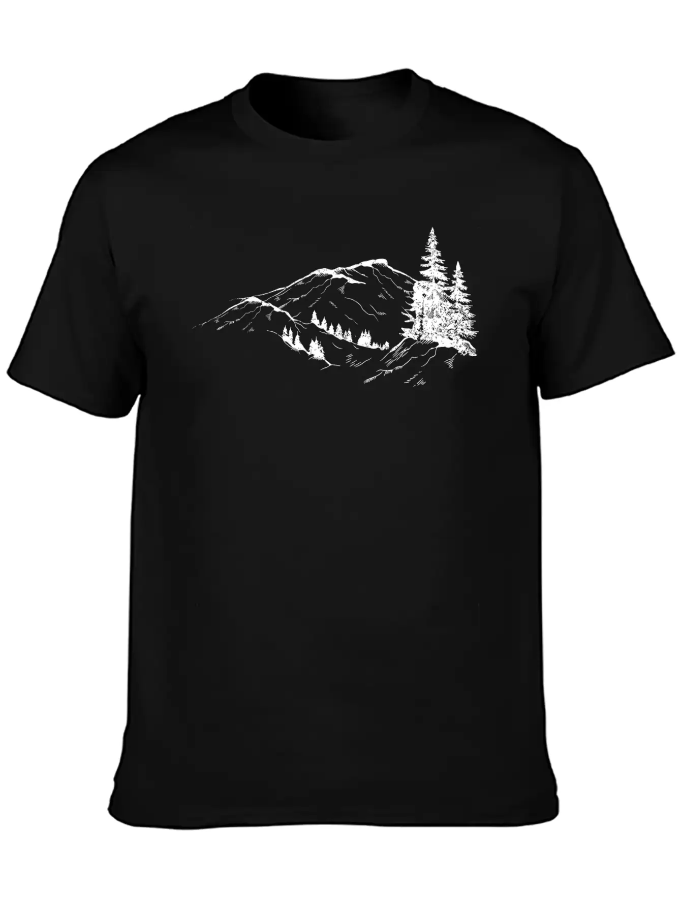 Mountain Sketch Unisex Short Sleeve Soft Cotton T-Shirt – Casual Everyday Wear