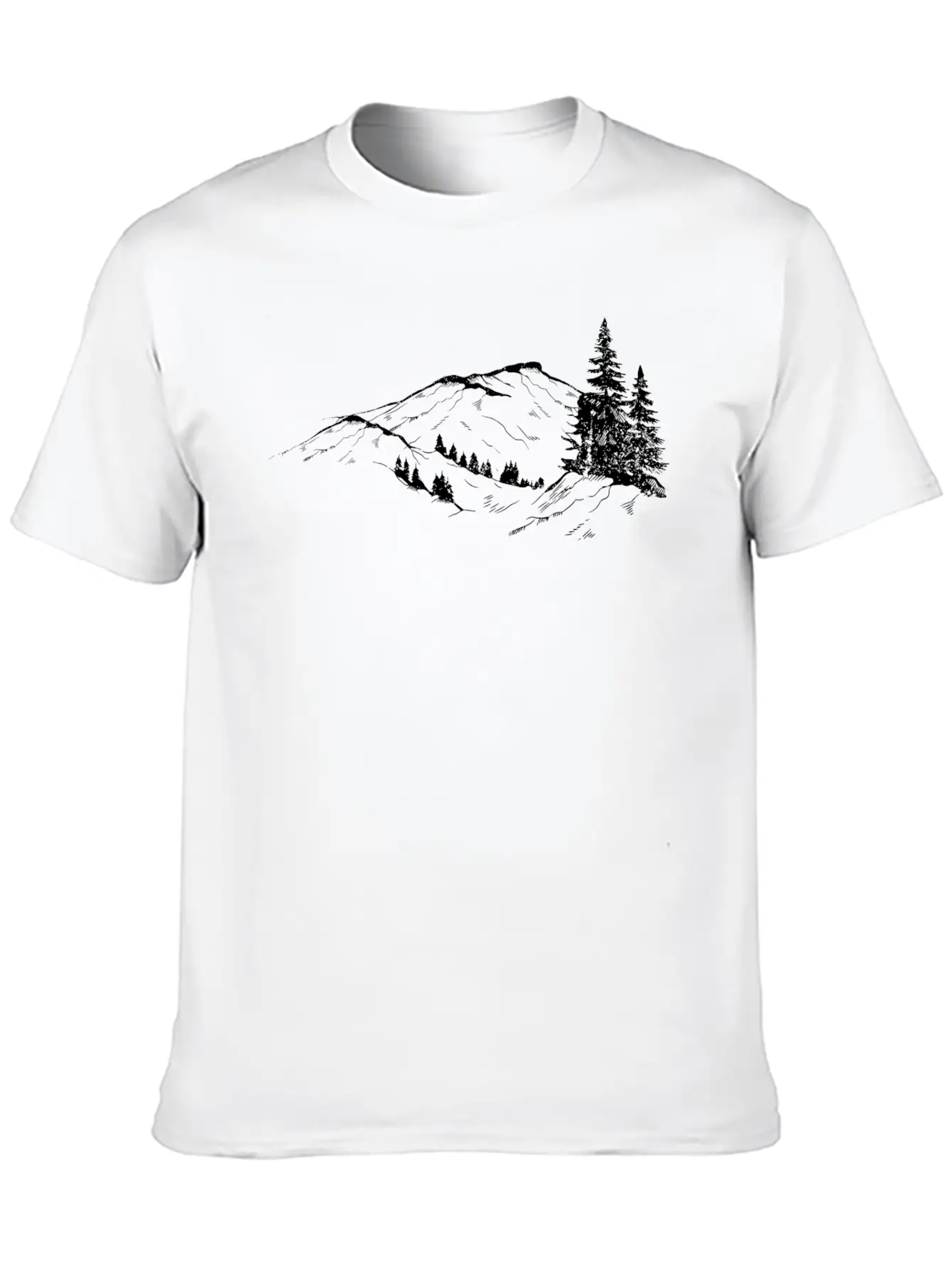Mountain Sketch Unisex Short Sleeve Soft Cotton T-Shirt – Casual Everyday Wear