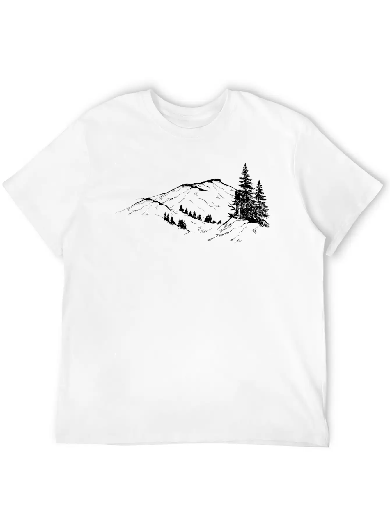 Mountain Sketch Unisex Short Sleeve Soft Cotton T-Shirt – Casual Everyday Wear