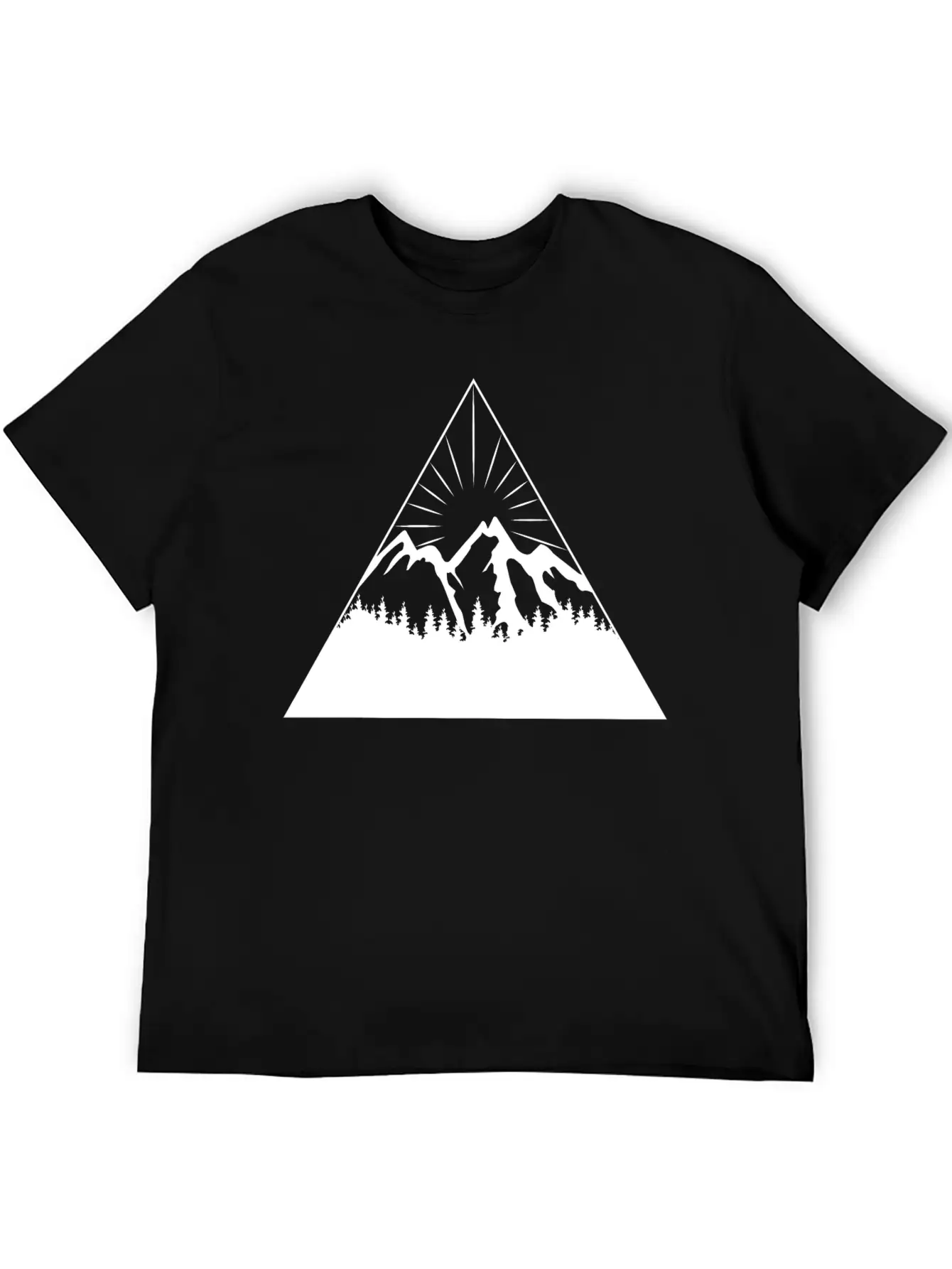 Mountain Sun Trees Triangle Abstract Comfortable Minimalist Graphic Tee – Summer Style Essential