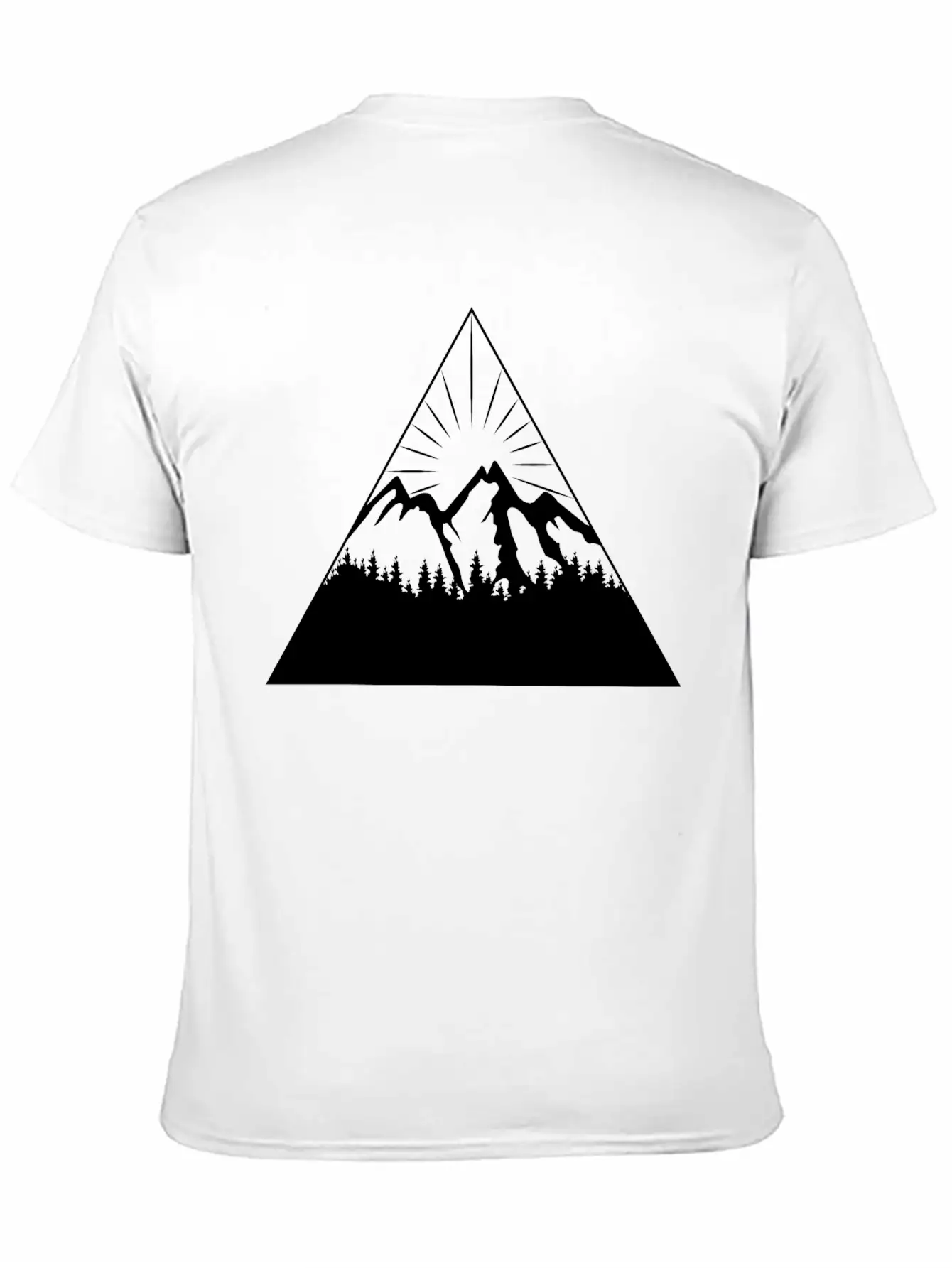 Mountain Sun Trees Triangle Abstract Comfortable Minimalist Graphic Tee – Summer Style Essential