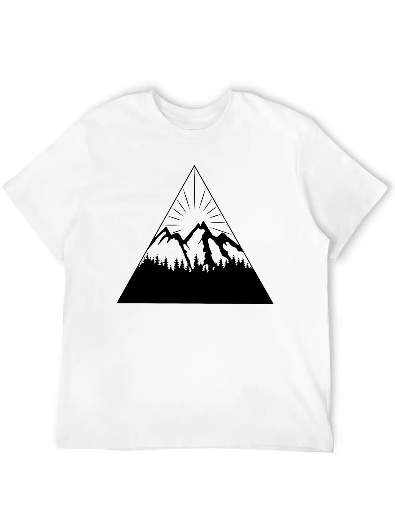 Mountain Sun Trees Triangle Abstract Comfortable Minimalist Graphic Tee – Summer Style Essential