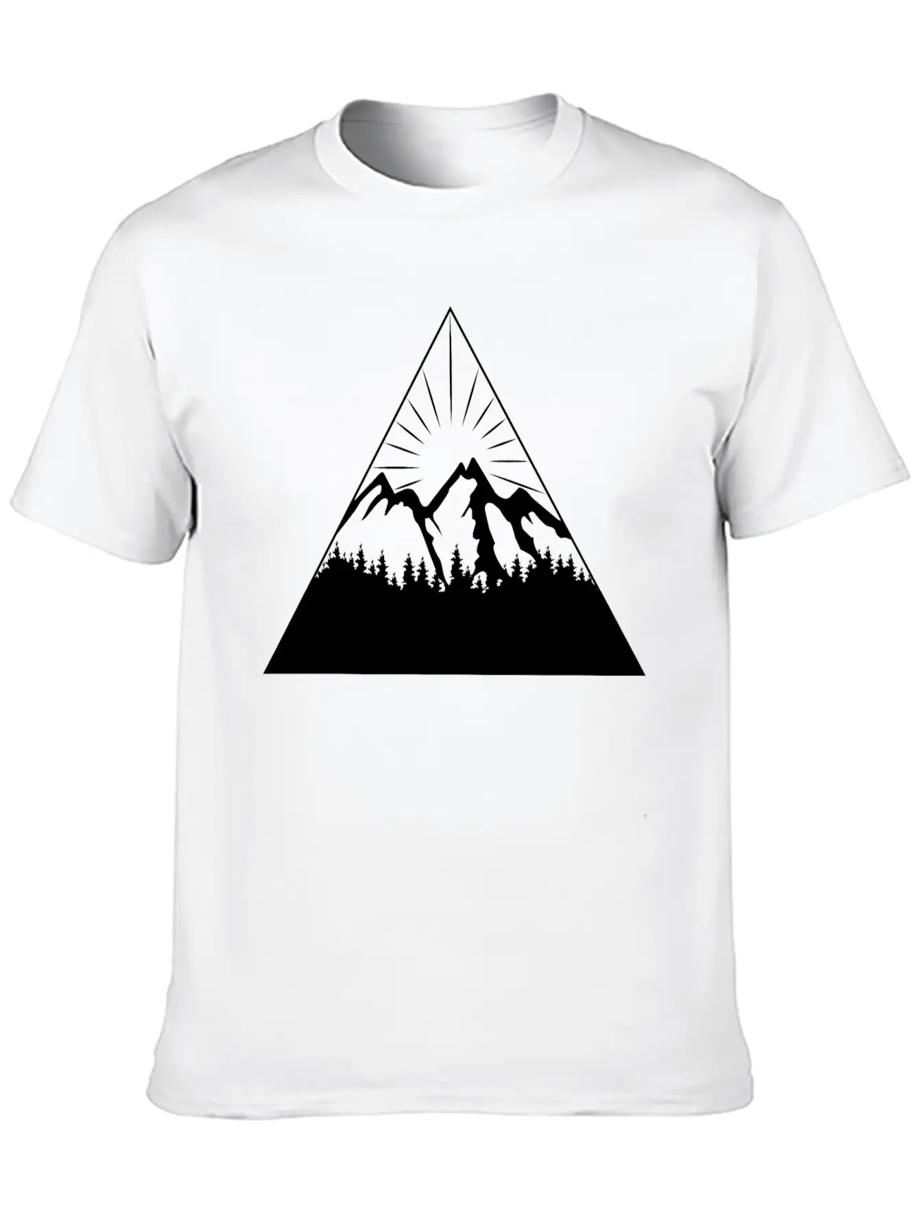 Mountain Sun Trees Triangle Abstract Comfortable Minimalist Graphic Tee – Summer Style Essential