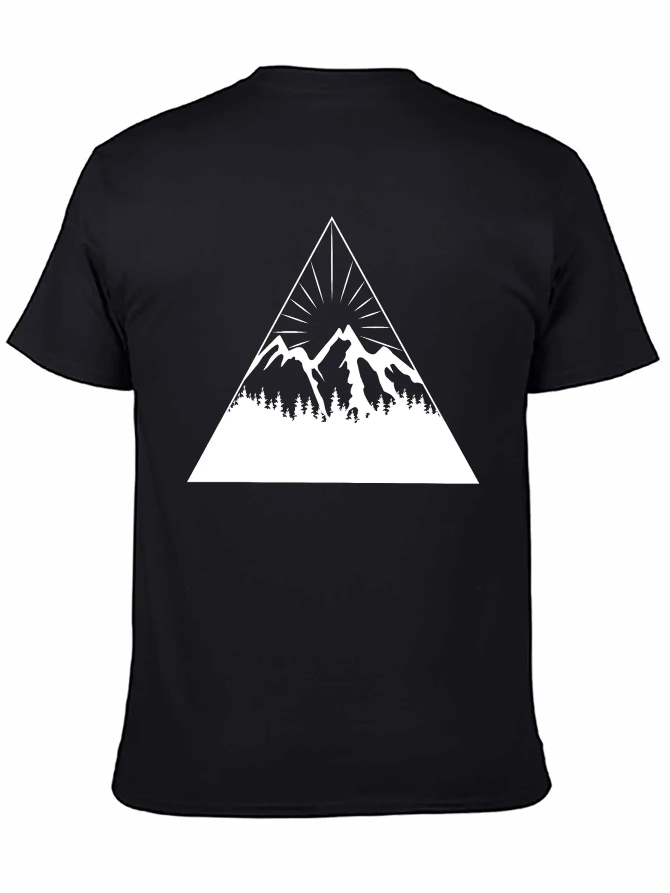 Mountain Sun Trees Triangle Abstract Comfortable Minimalist Graphic Tee – Summer Style Essential
