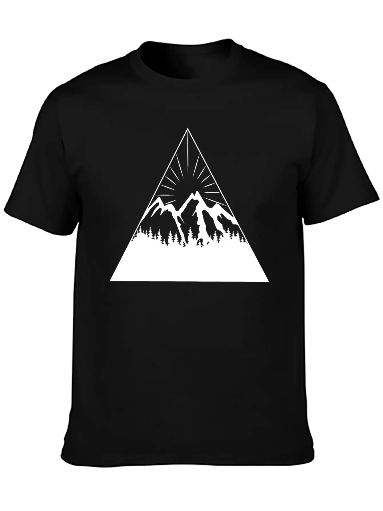 Mountain Sun Trees Triangle Abstract Comfortable Minimalist Graphic Tee – Summer Style Essential