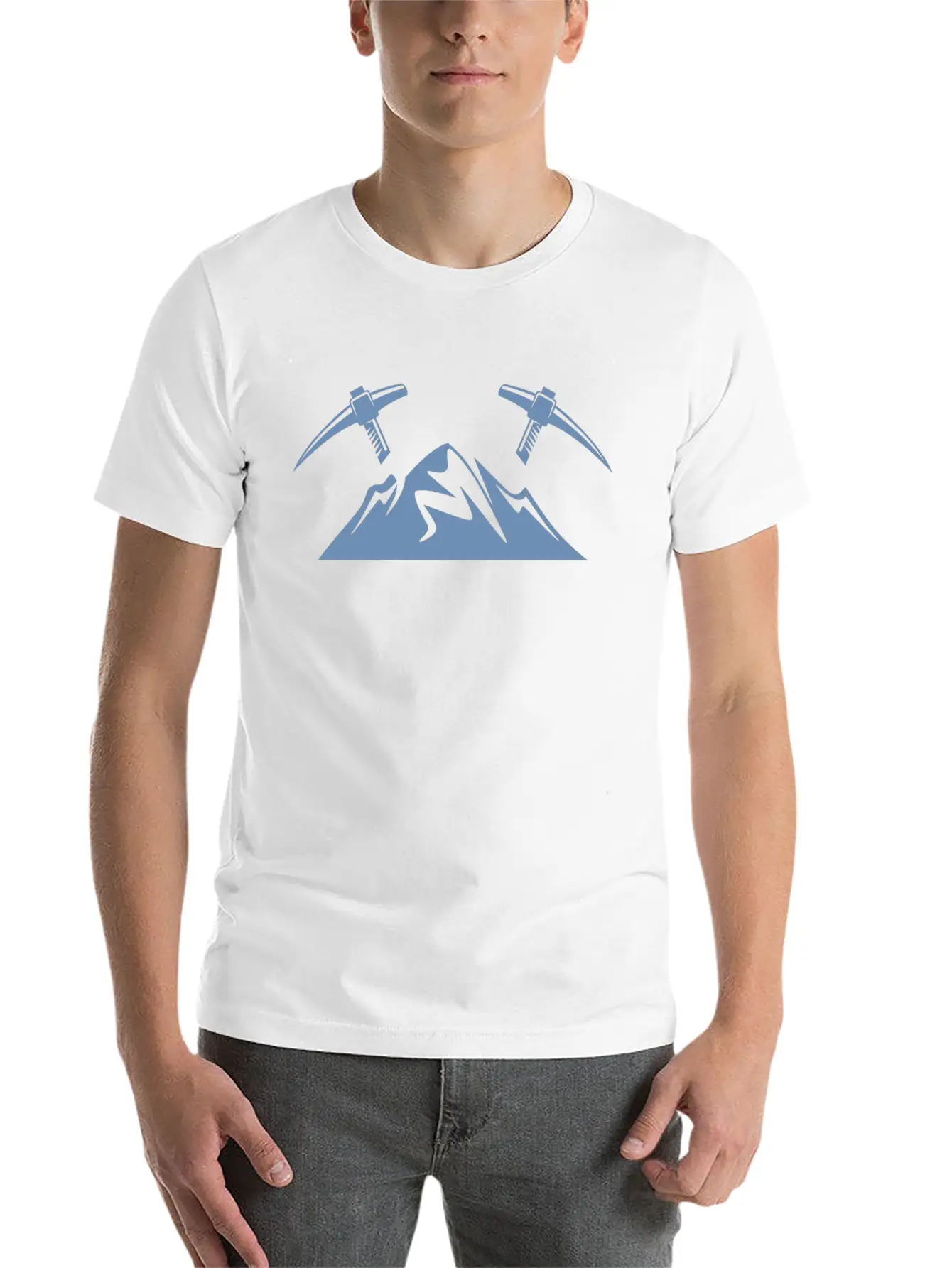 Mountains With Pickaxe Climber Miner Mining Basic Graphic T-Shirt – Daily Comfort In Soft Cotton