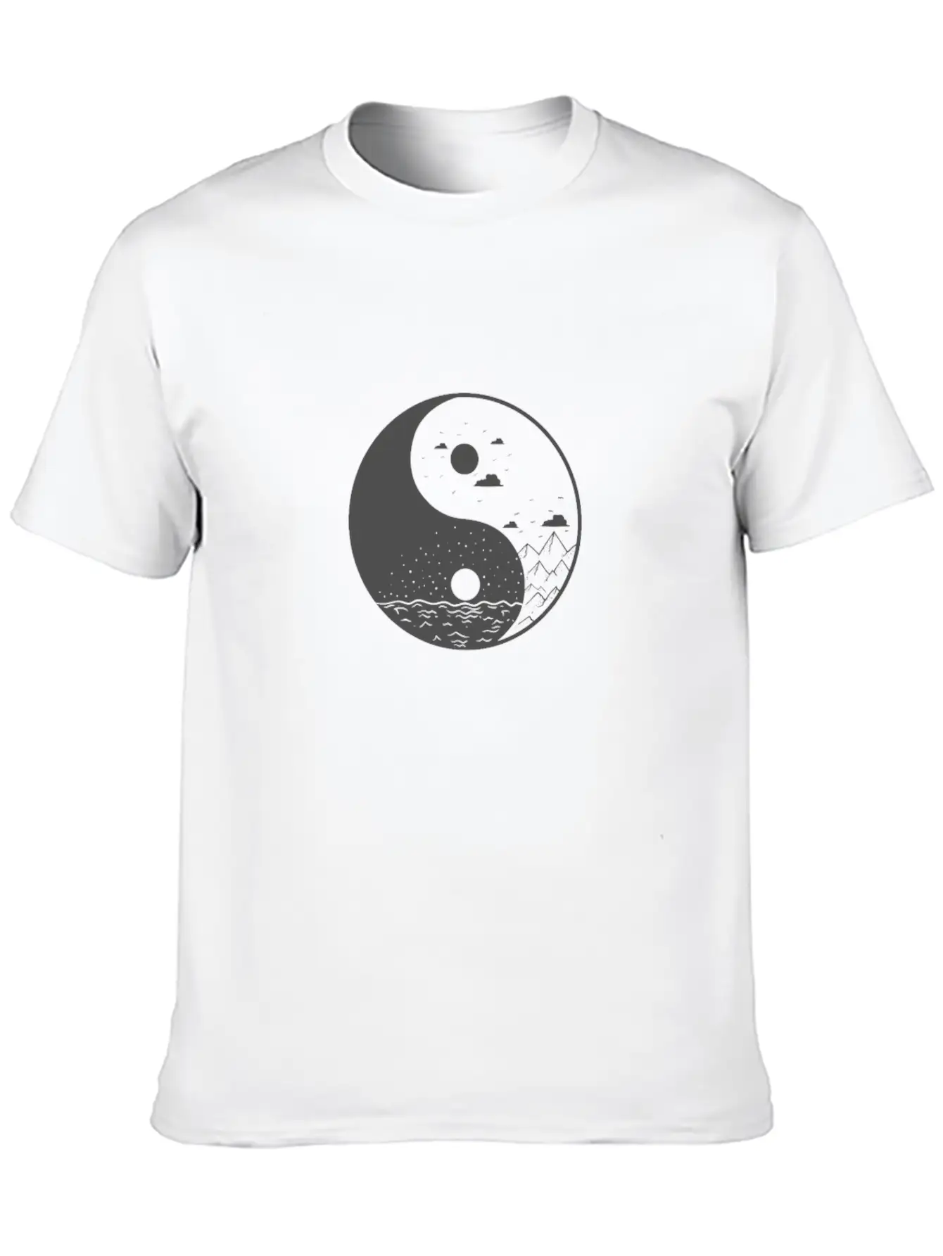 Mountains Yin And Yang Symbol Sign Comfortable Minimalist Graphic Tee – Summer Style Essential