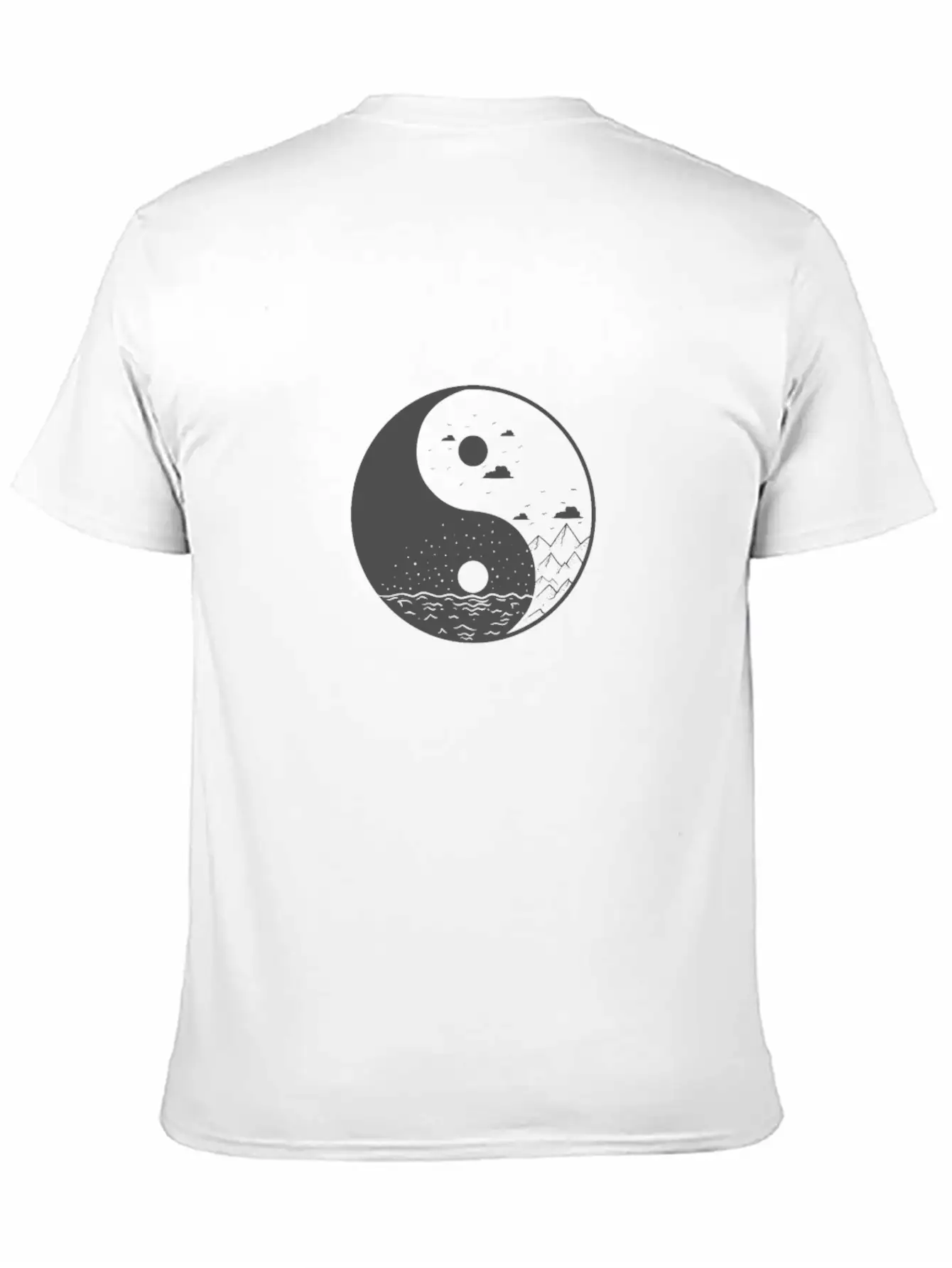Mountains Yin And Yang Symbol Sign Comfortable Minimalist Graphic Tee – Summer Style Essential